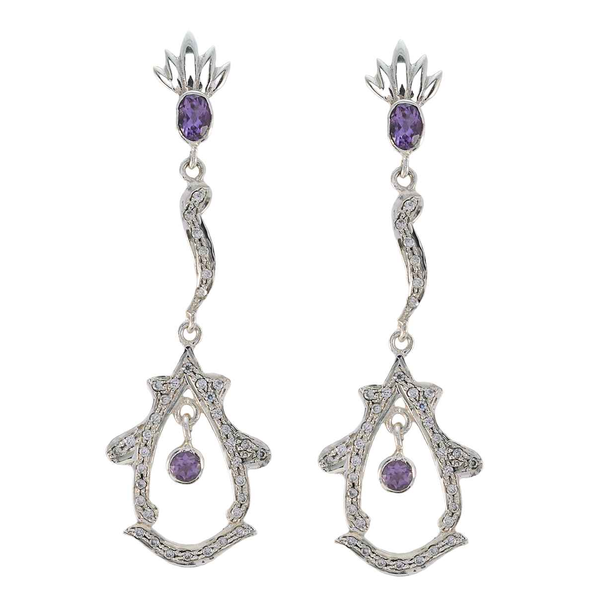 Amethyst Indian Zara multiple Stud Purple 925 Silver Earring