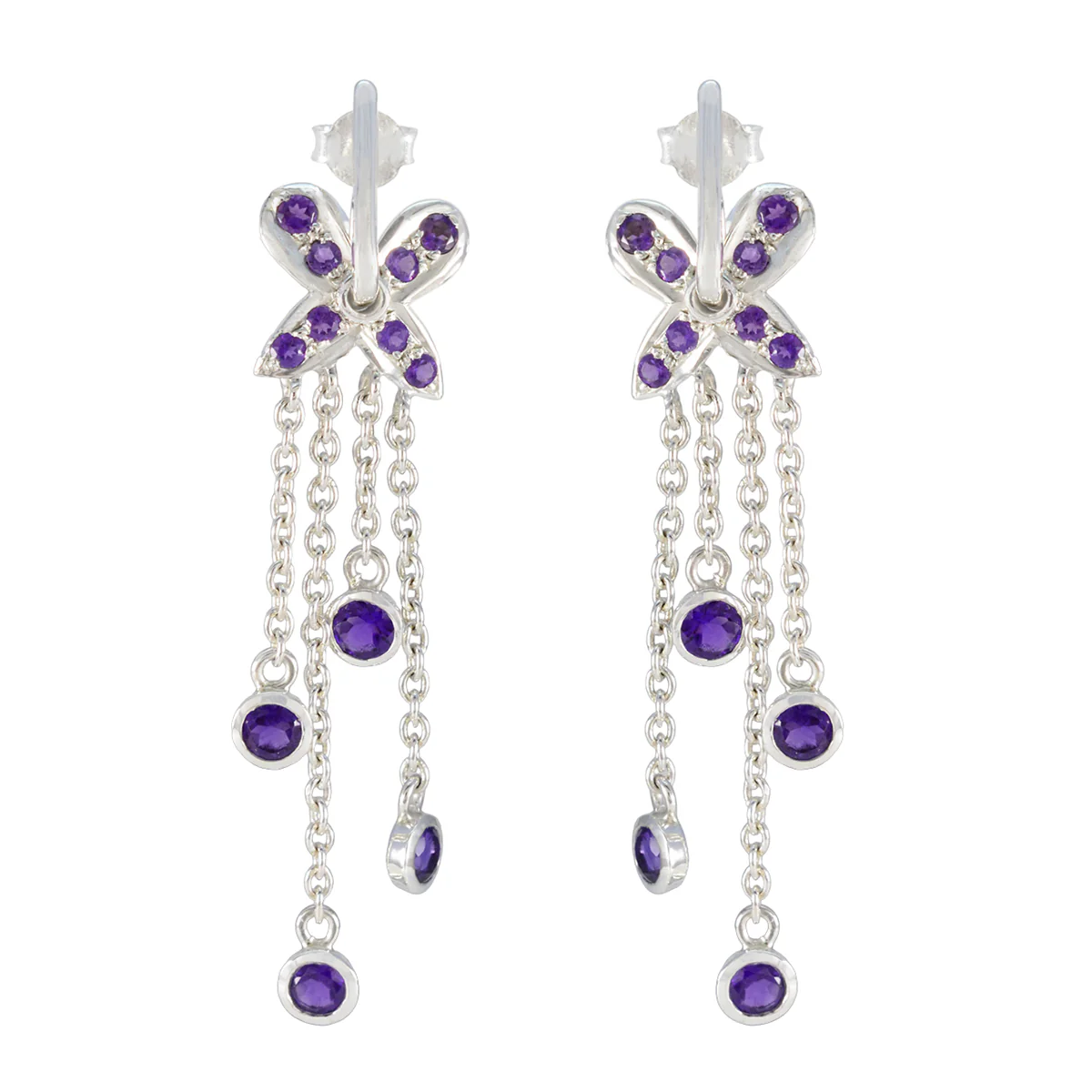 Amethyst Japanese Ava multiple Stud Purple 925 Silver Earring