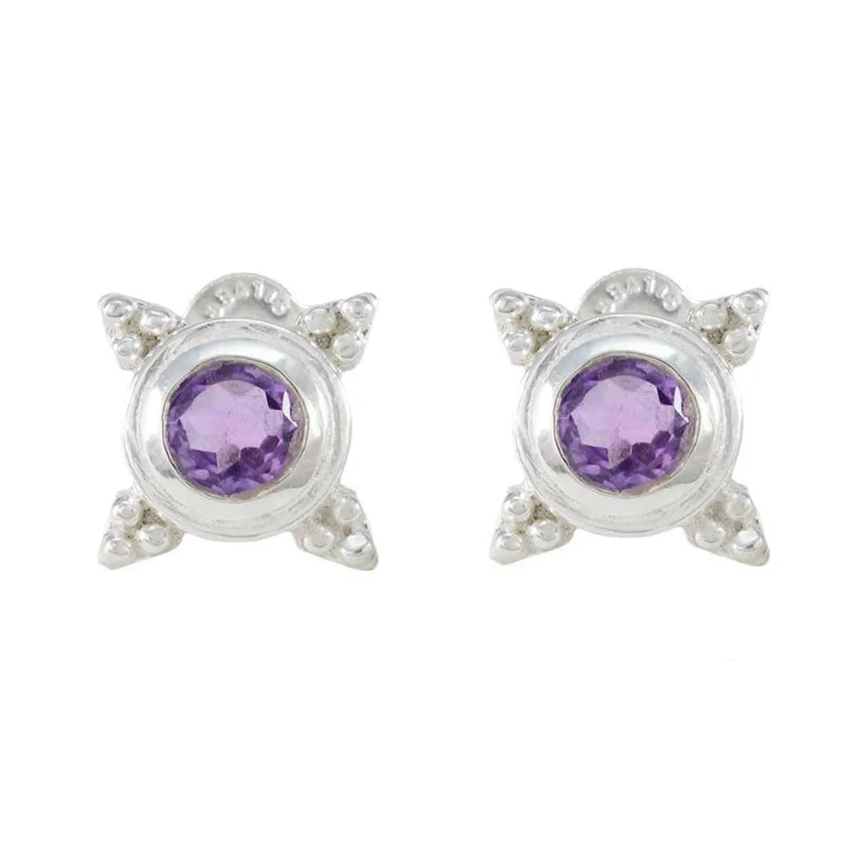 Amethyst Japanese Lourdes Solitaire Dangle Purple 92.5 Silver Earring - Image 3