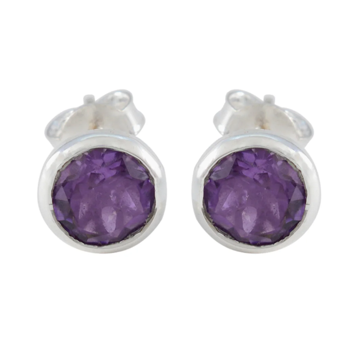 Amethyst Japanese Mei Solitaire Stud Purple 92.5 Silver Earring