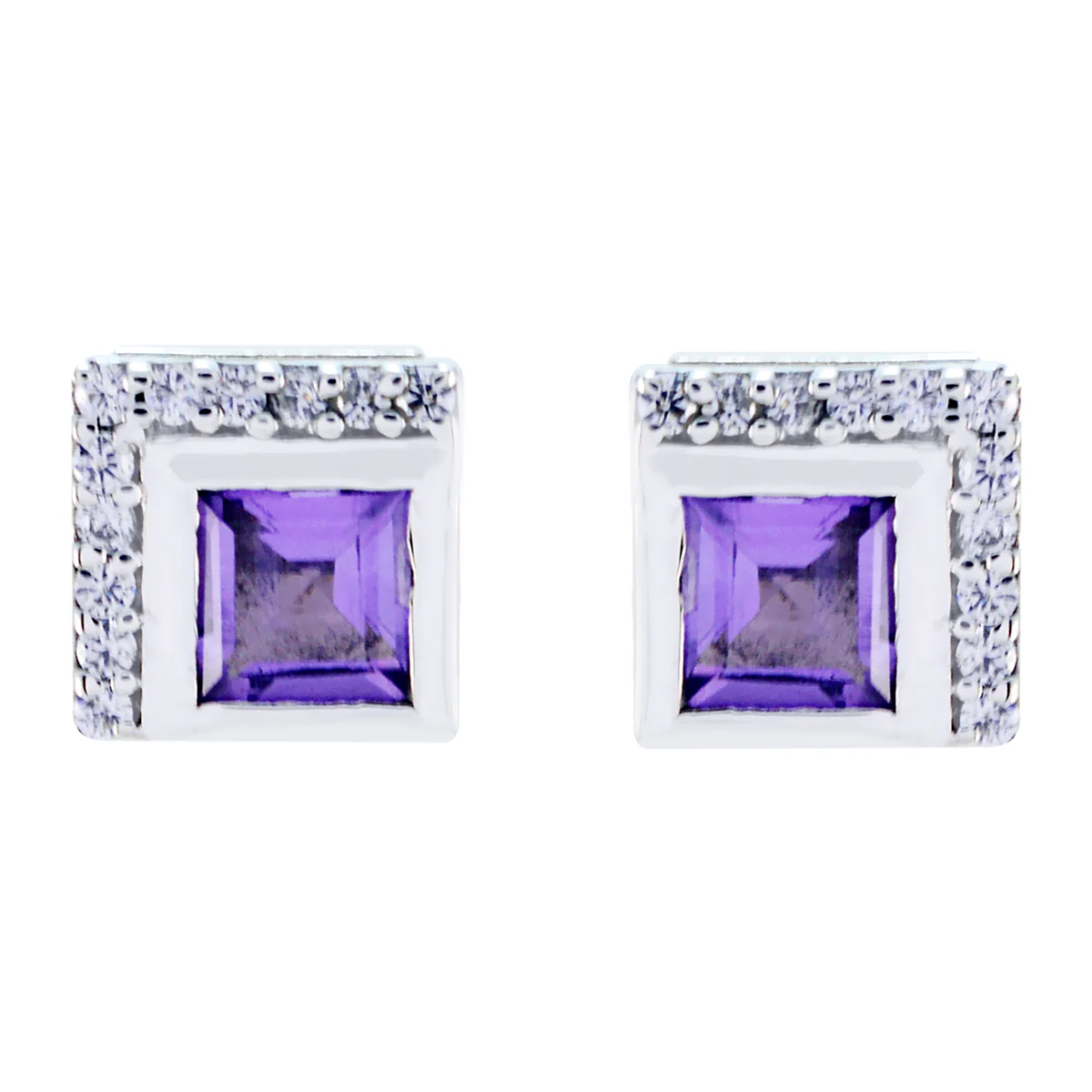 Amethyst Korean Lorena multiple Stud Purple Silver Earring