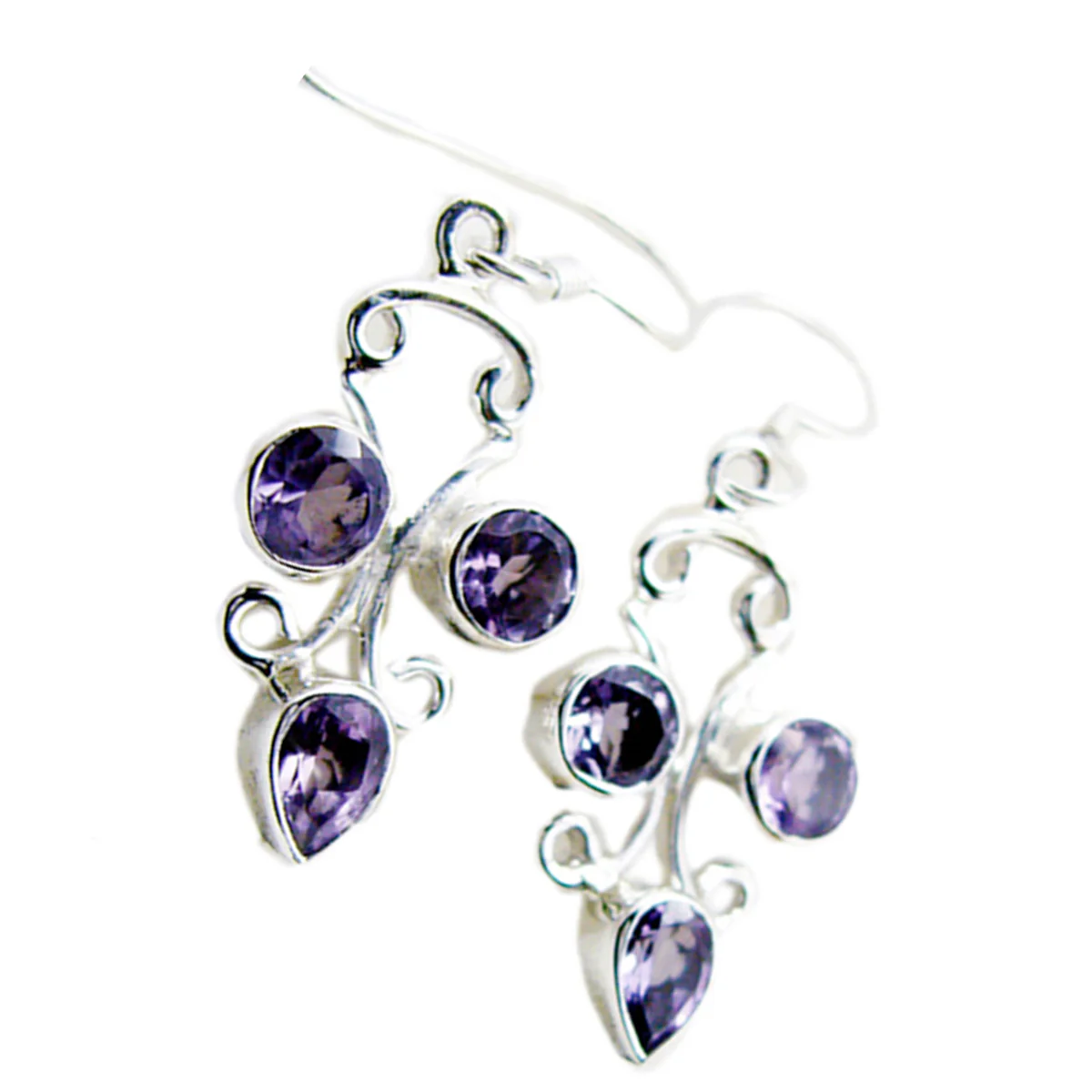 Amethyst Korean Rosa multiple Dangle Purple 92.5 Silver Earring - Image 2