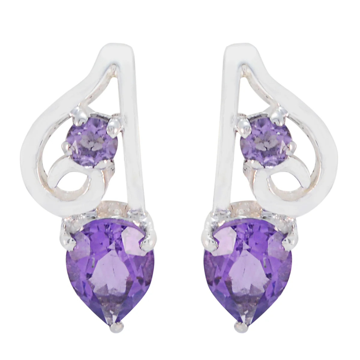 Amethyst Latin American Gabriela multiple Stud Purple 92.5 Silver Earring