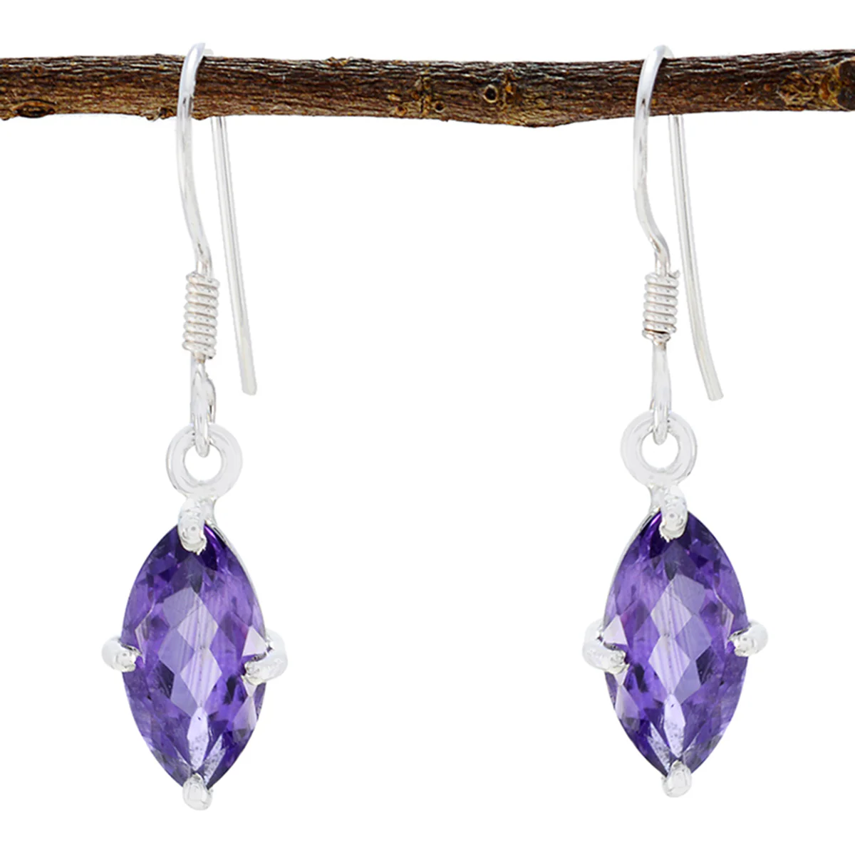 Amethyst Latin American Giulia Solitaire Dangle Purple 925 Sterling Silver Earring - Image 2