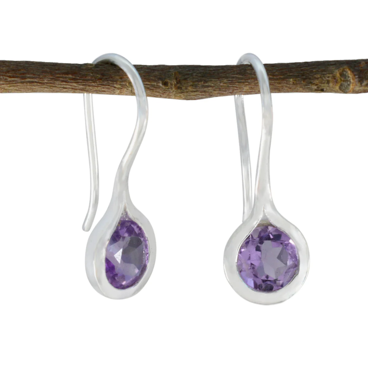 Amethyst Latin American Hanna Solitaire Dangle Purple 925 Sterling Silver Earring