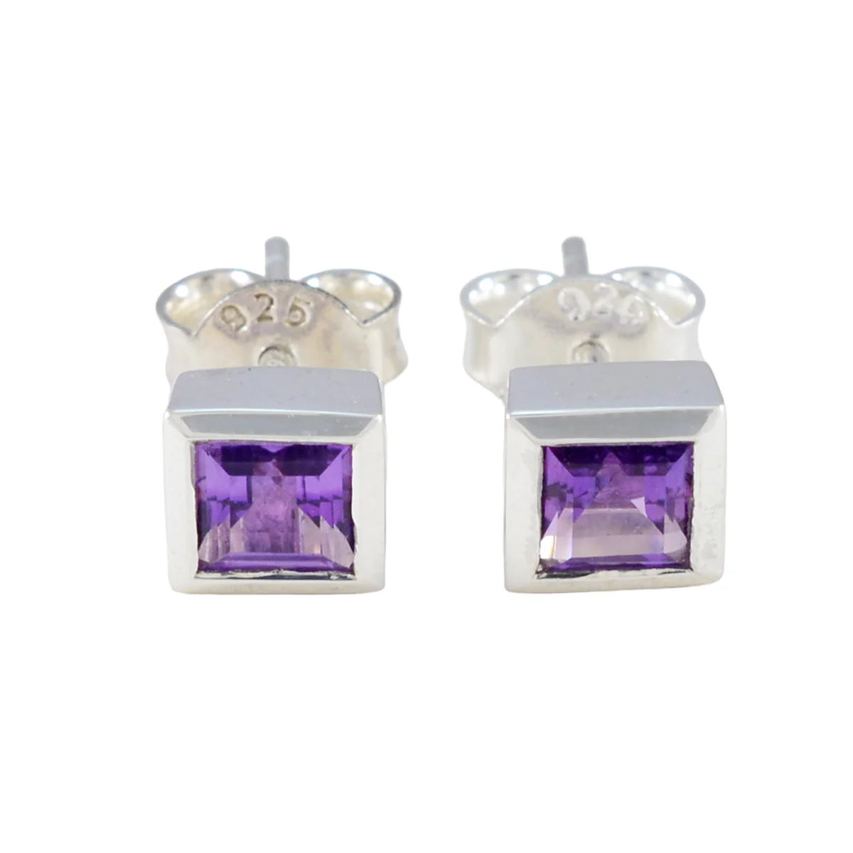 Amethyst Latin American Isadora Solitaire Stud Purple Sterling Silver Earring