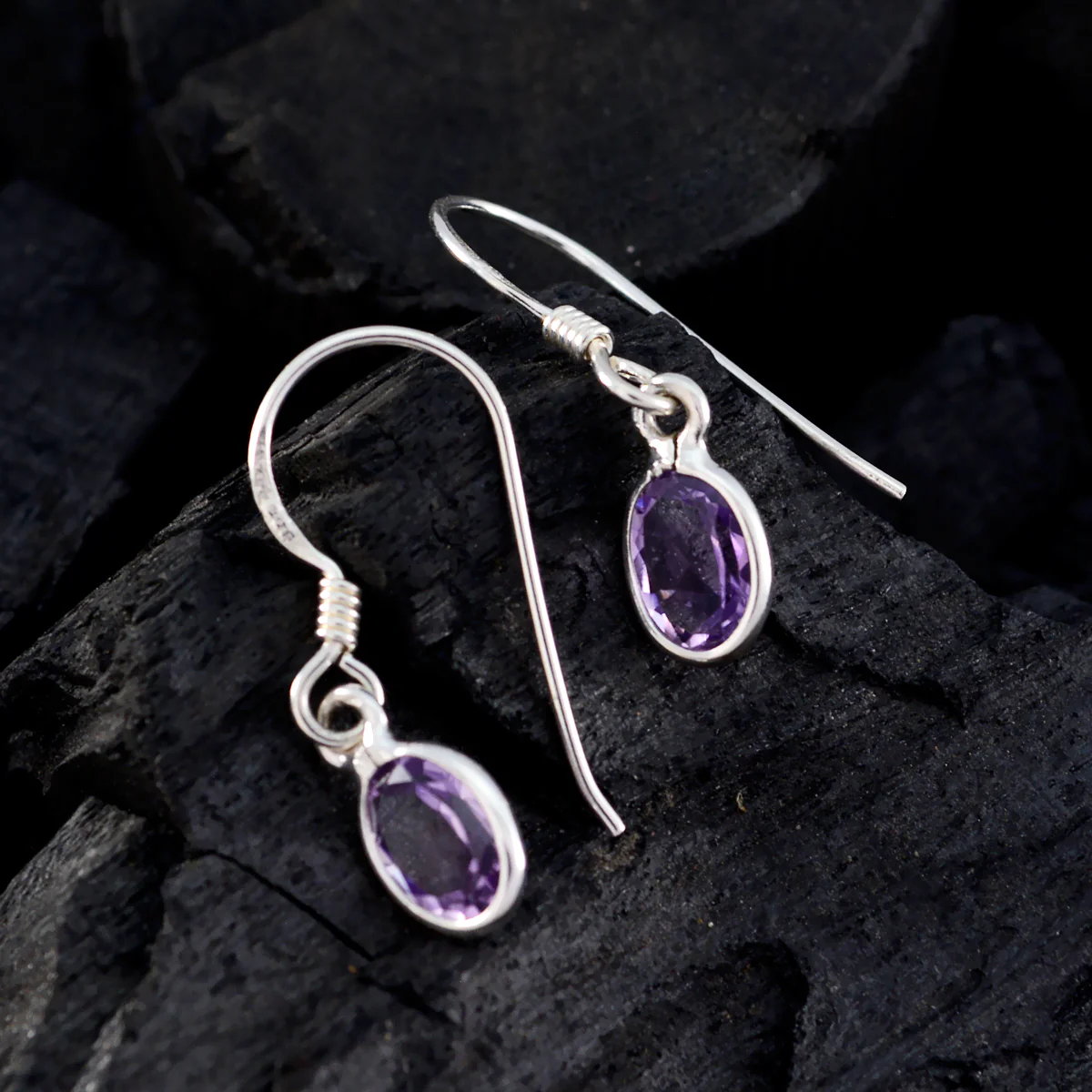 Amethyst Middle Eastern María multiple Dangle Purple Sterling Silver Earring - Image 2