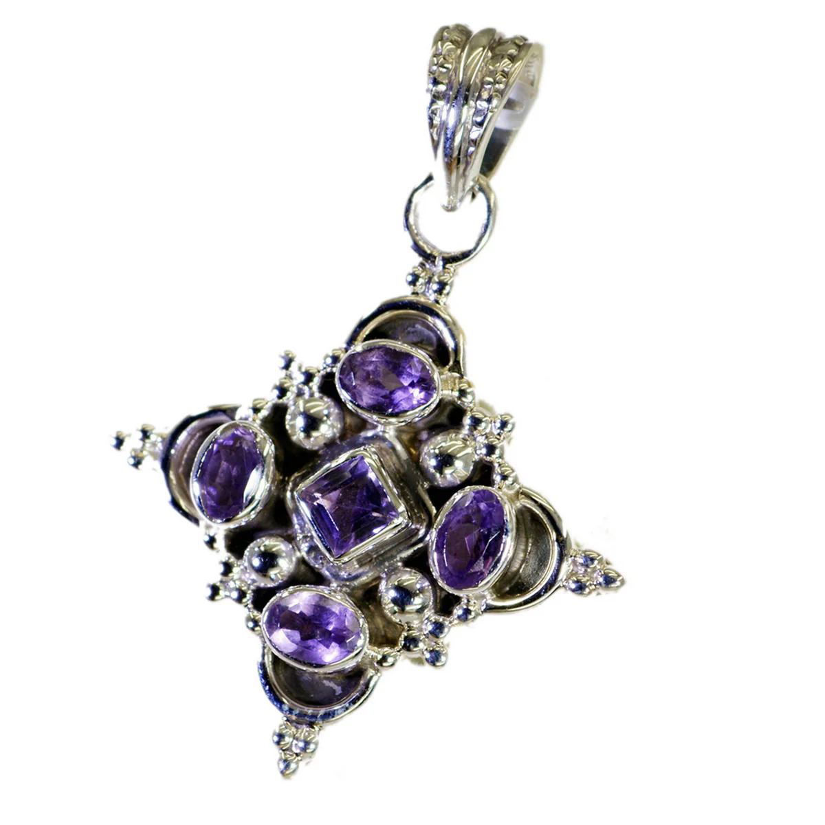 Amethyst Minimal American 92.5 Silver multiple Leah Signet Purple Pendant Jewellery - Image 2