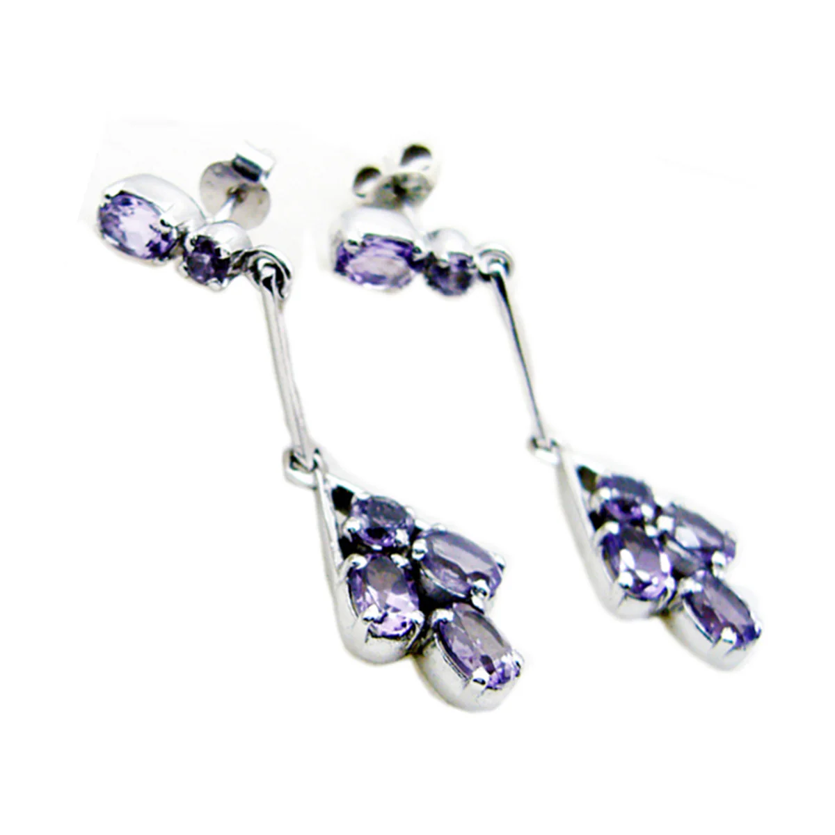 Amethyst Moroccan Agnes multiple Dangle Purple Silver Earring - Image 3