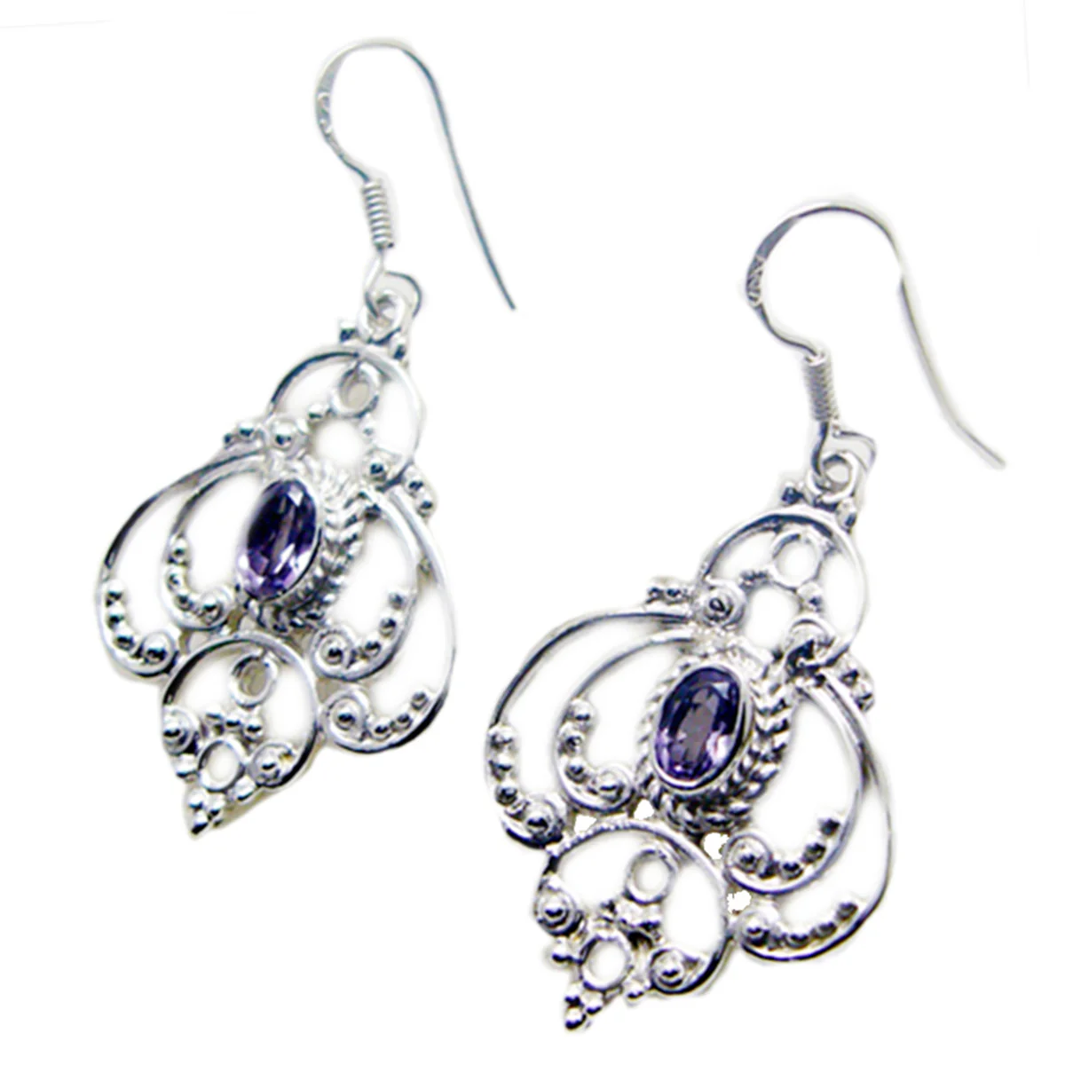 Amethyst Moroccan Amelia multiple Dangle Purple 925 Silver Earring - Image 2