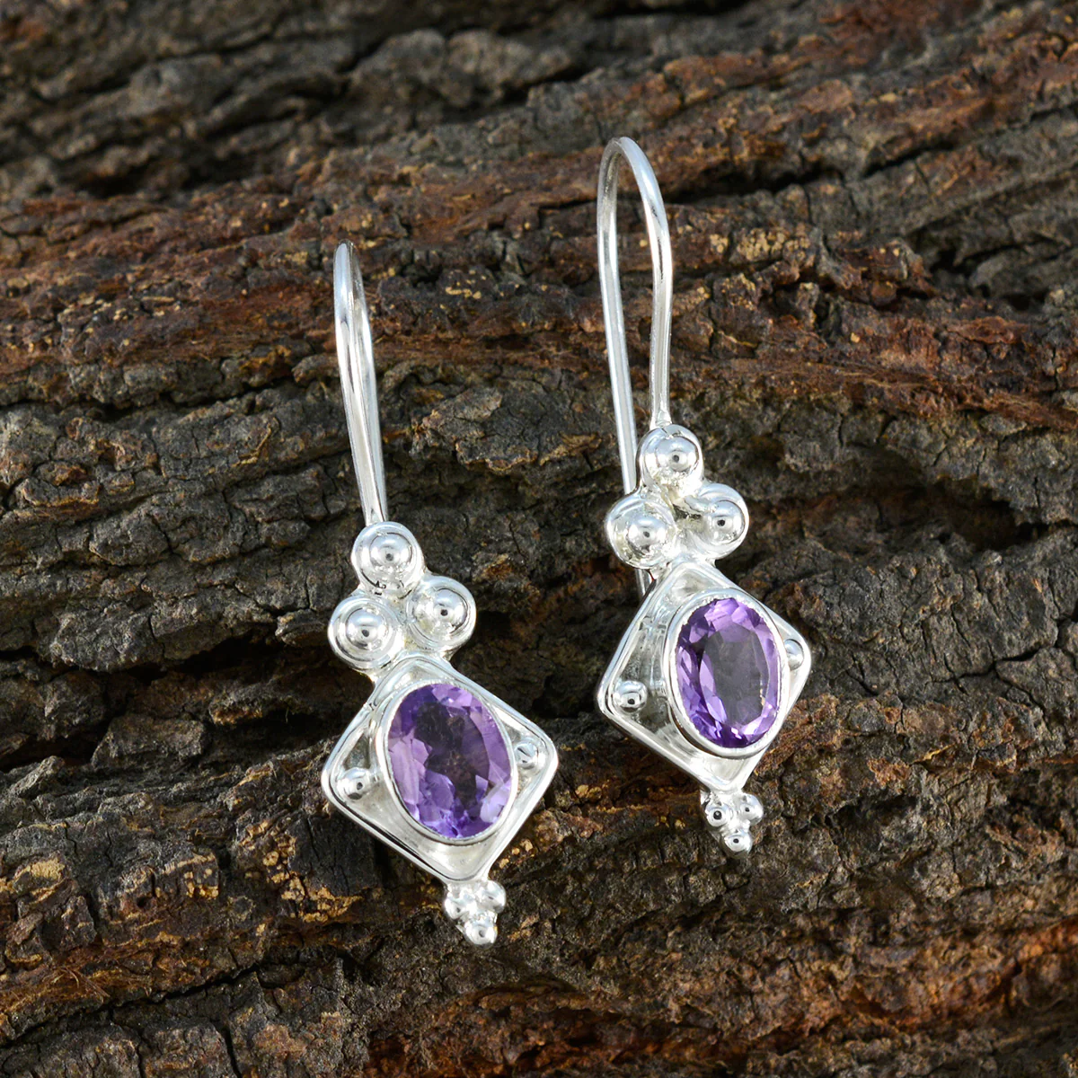 Amethyst Moroccan Elena multiple Dangle Purple 92.5 Silver Earring - Image 2
