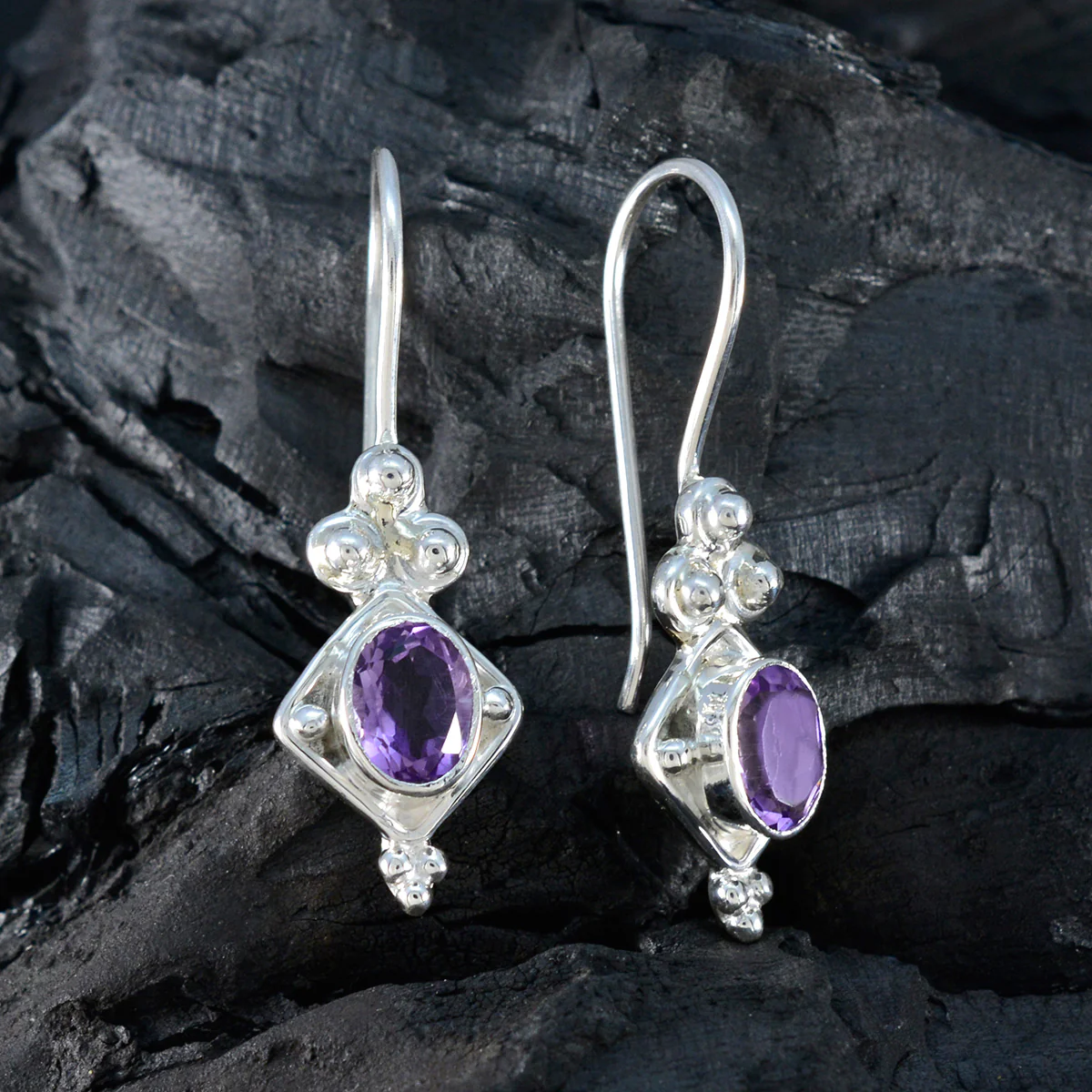 Amethyst Moroccan Elena multiple Dangle Purple 92.5 Silver Earring - Image 3