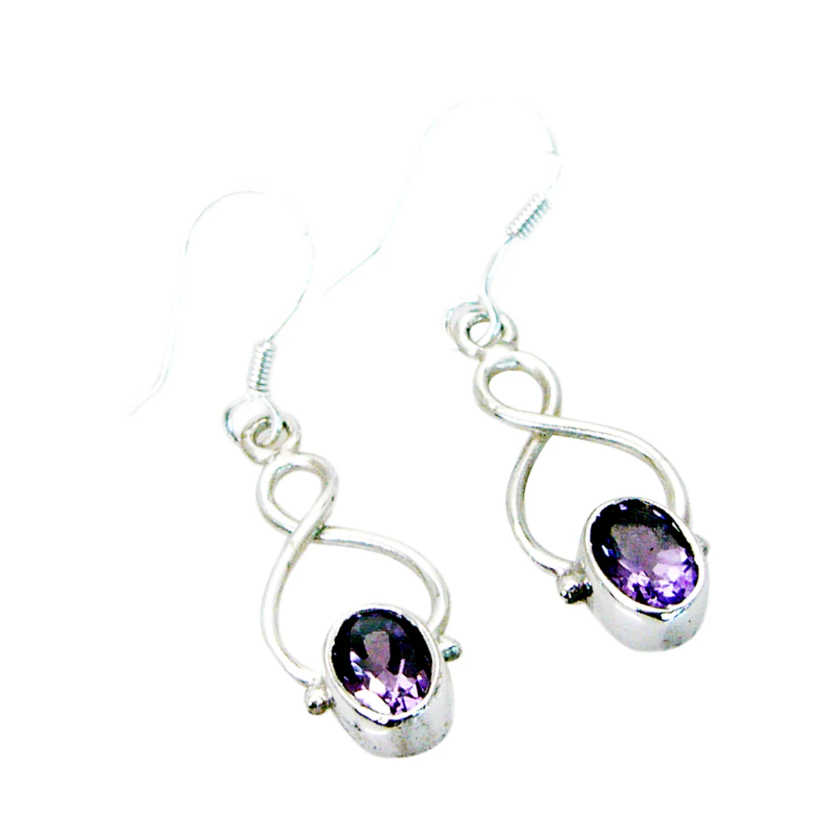 Amethyst Moroccan Harper Solitaire Dangle Purple 92.5 Silver Earring - Image 2