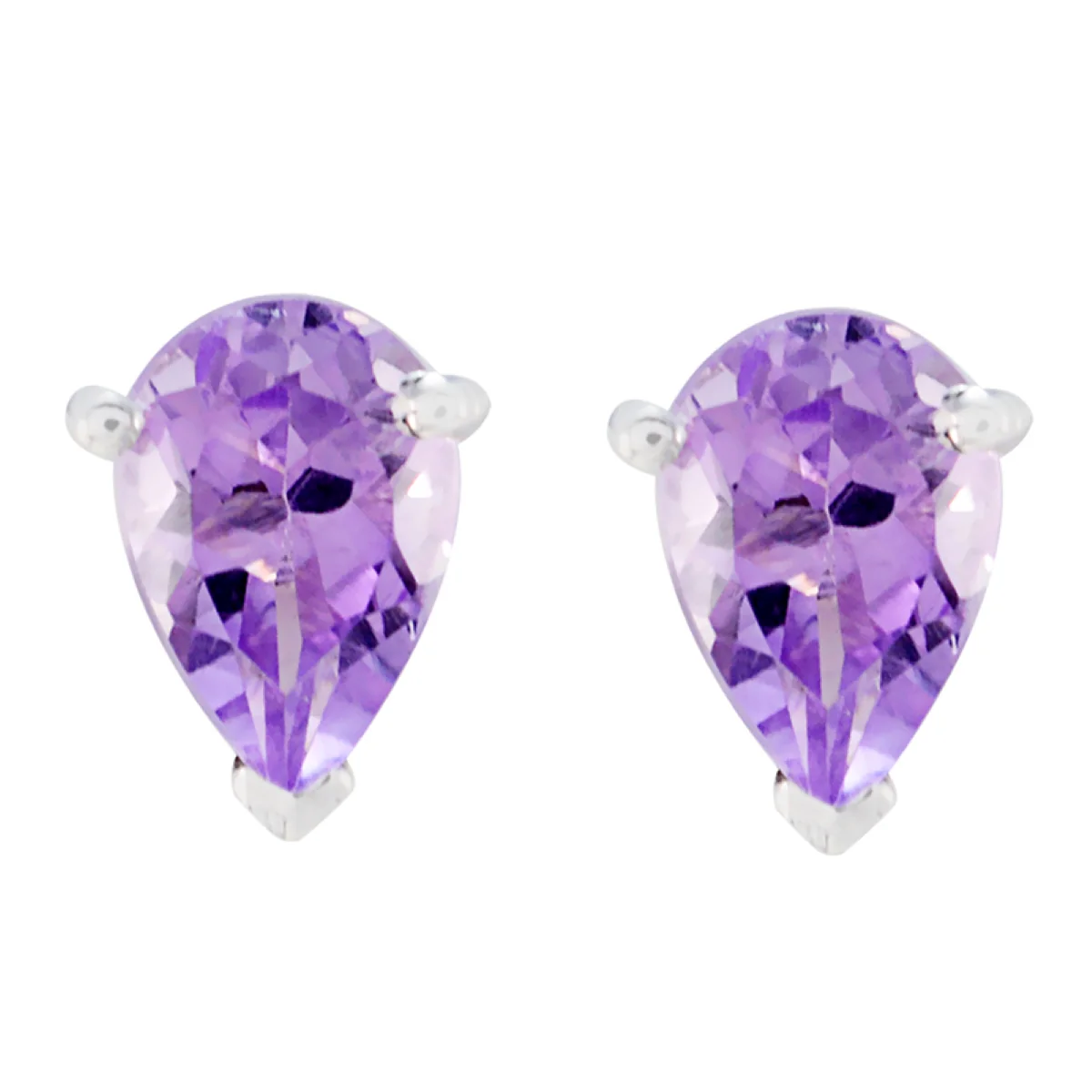Amethyst Moroccan Yasmin Solitaire Stud Purple Silver Earring