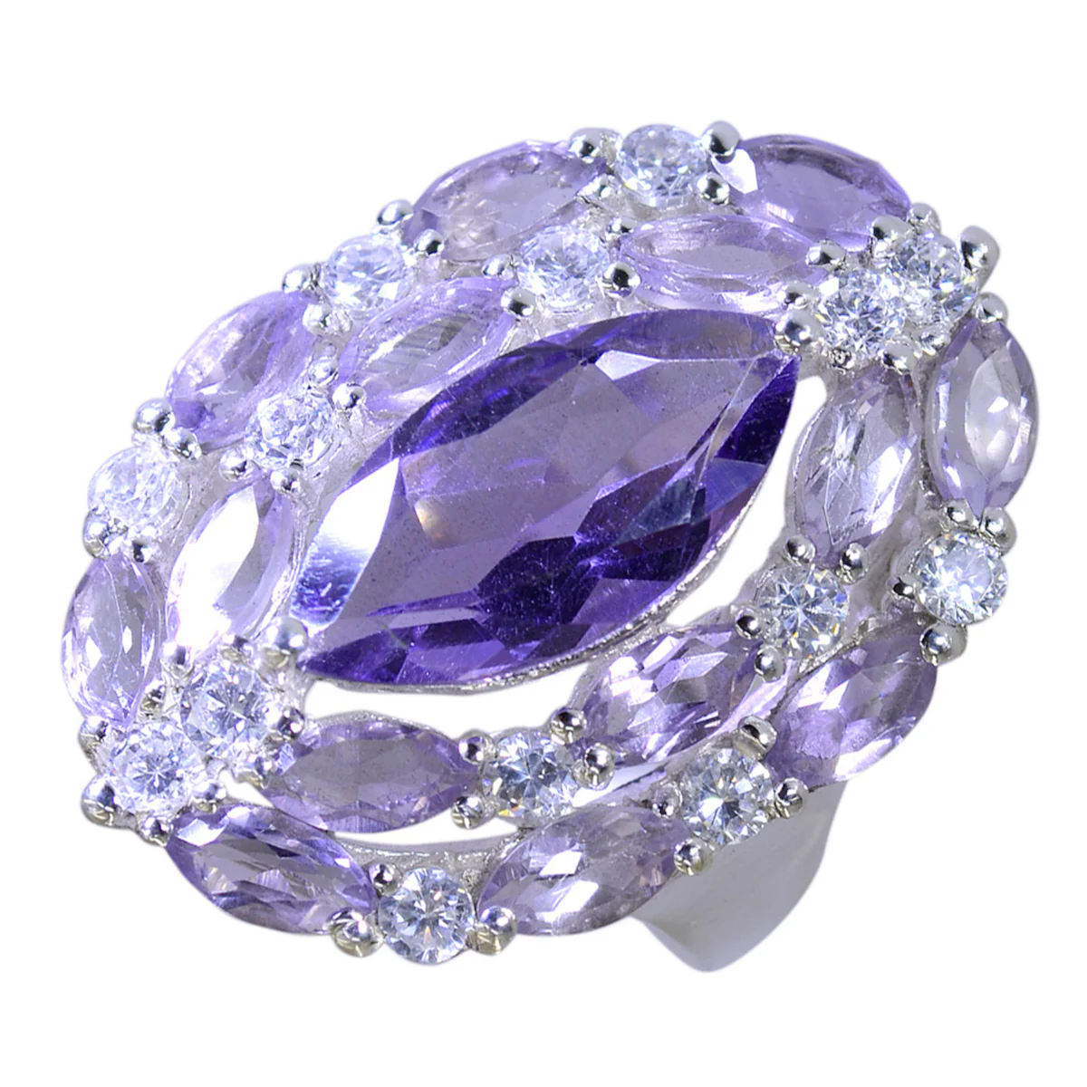 Amethyst multiple Egyptian 92.5 Silver Purple Gems Essential Modern Ring Jewellery - Image 2