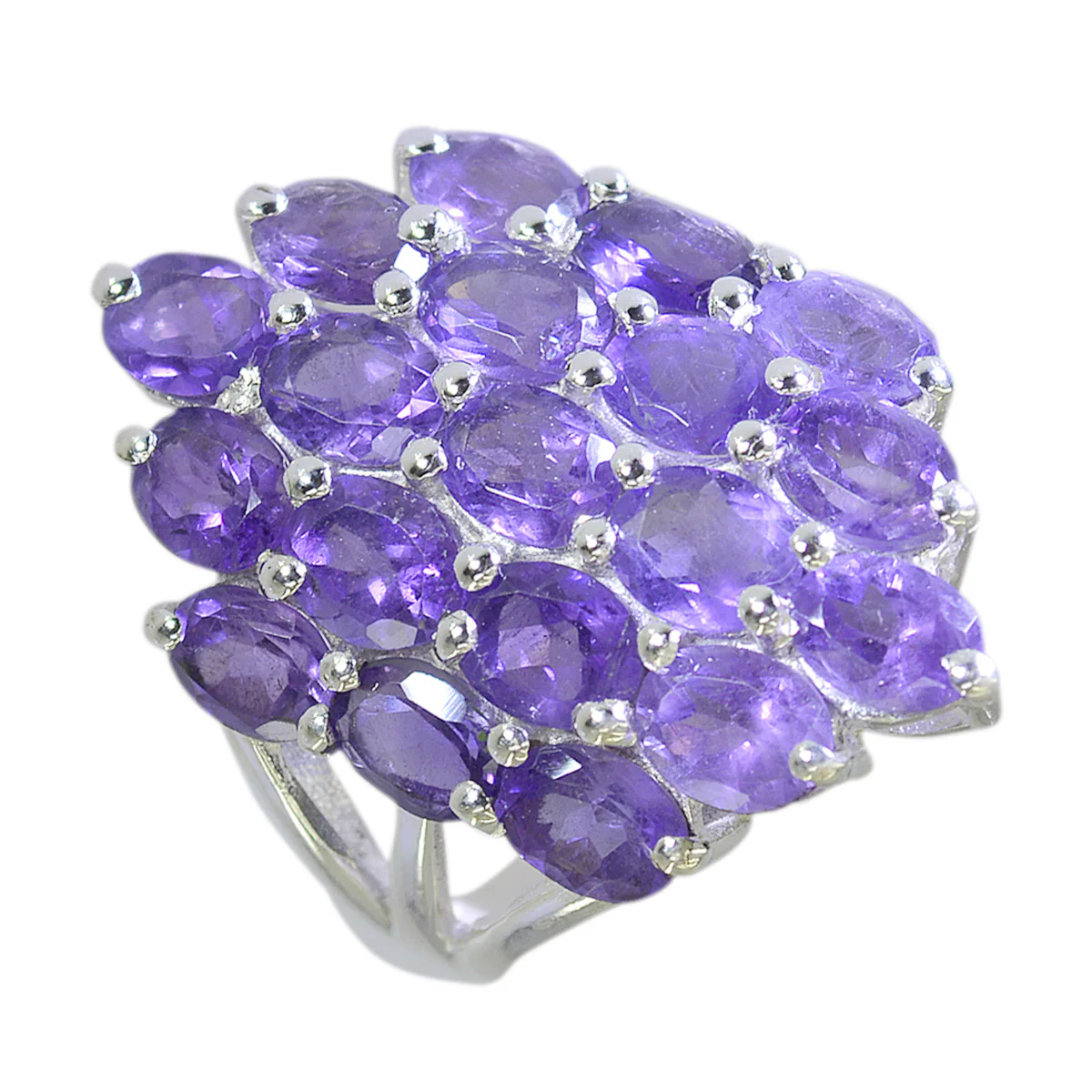 Amethyst multiple Egyptian Silver Purple Gemstones Mid-weight Signet Ring Jewellery