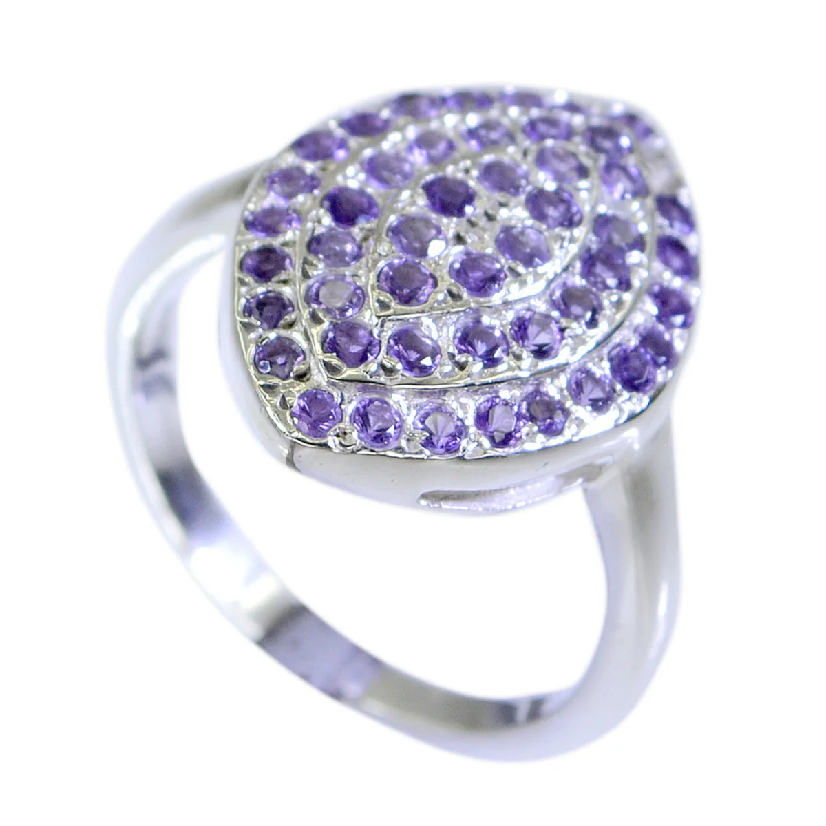 Amethyst multiple Moroccan Sterling Silver Purple Gemstones Classic Abstract Ring Jewellery - Image 3