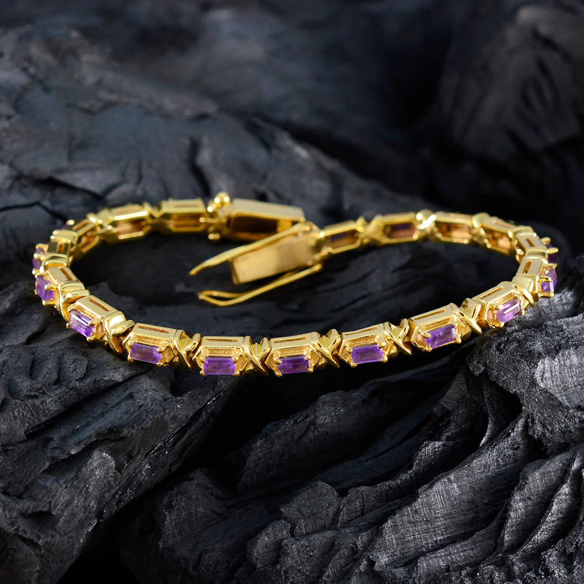 Amethyst New Year’s Eve Eye-catching Purple 925 Silver Tennis Bracelet - Image 3
