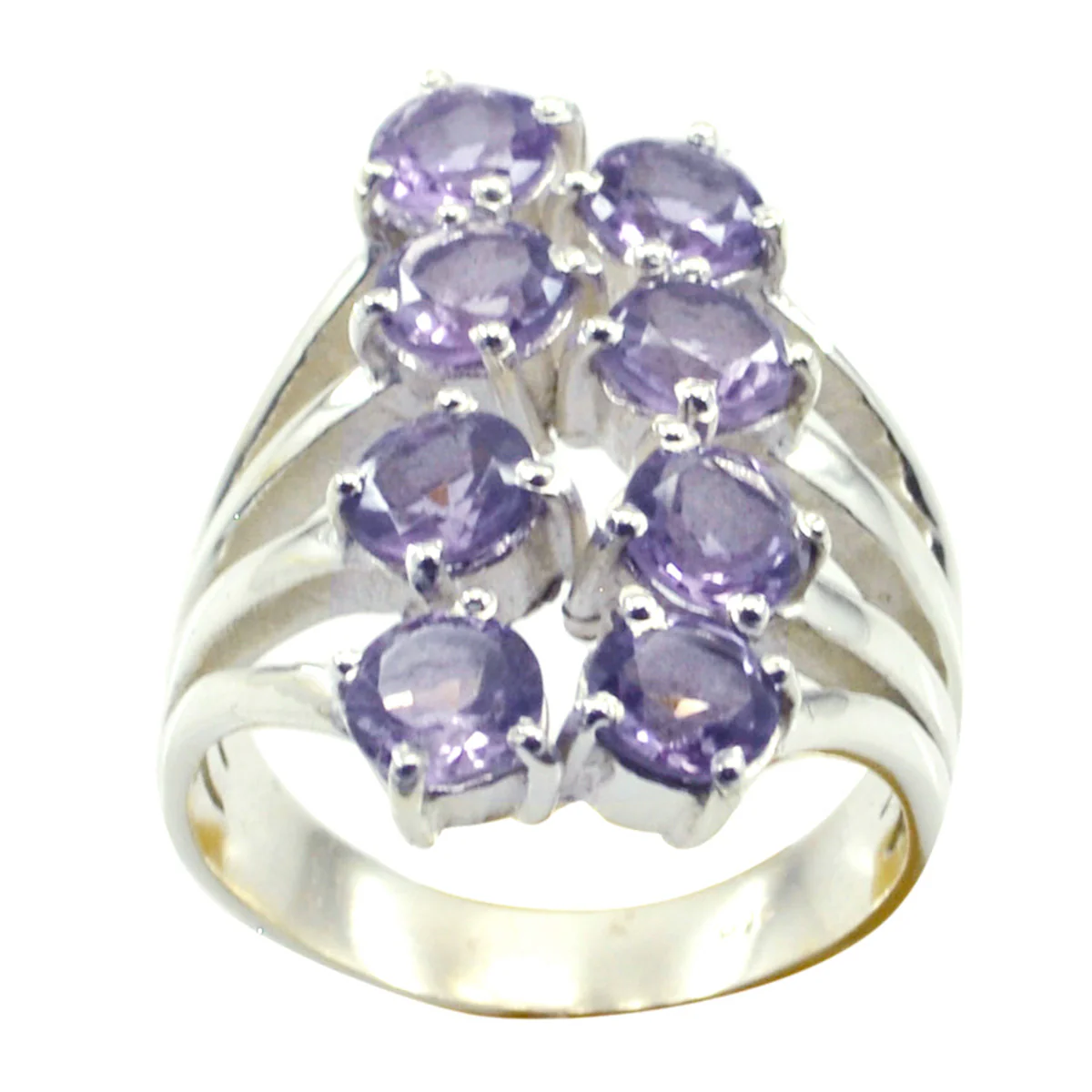 Amethyst octa German Sterling Silver Purple Gemstones Eye-catching Trendy Ring Jewellery
