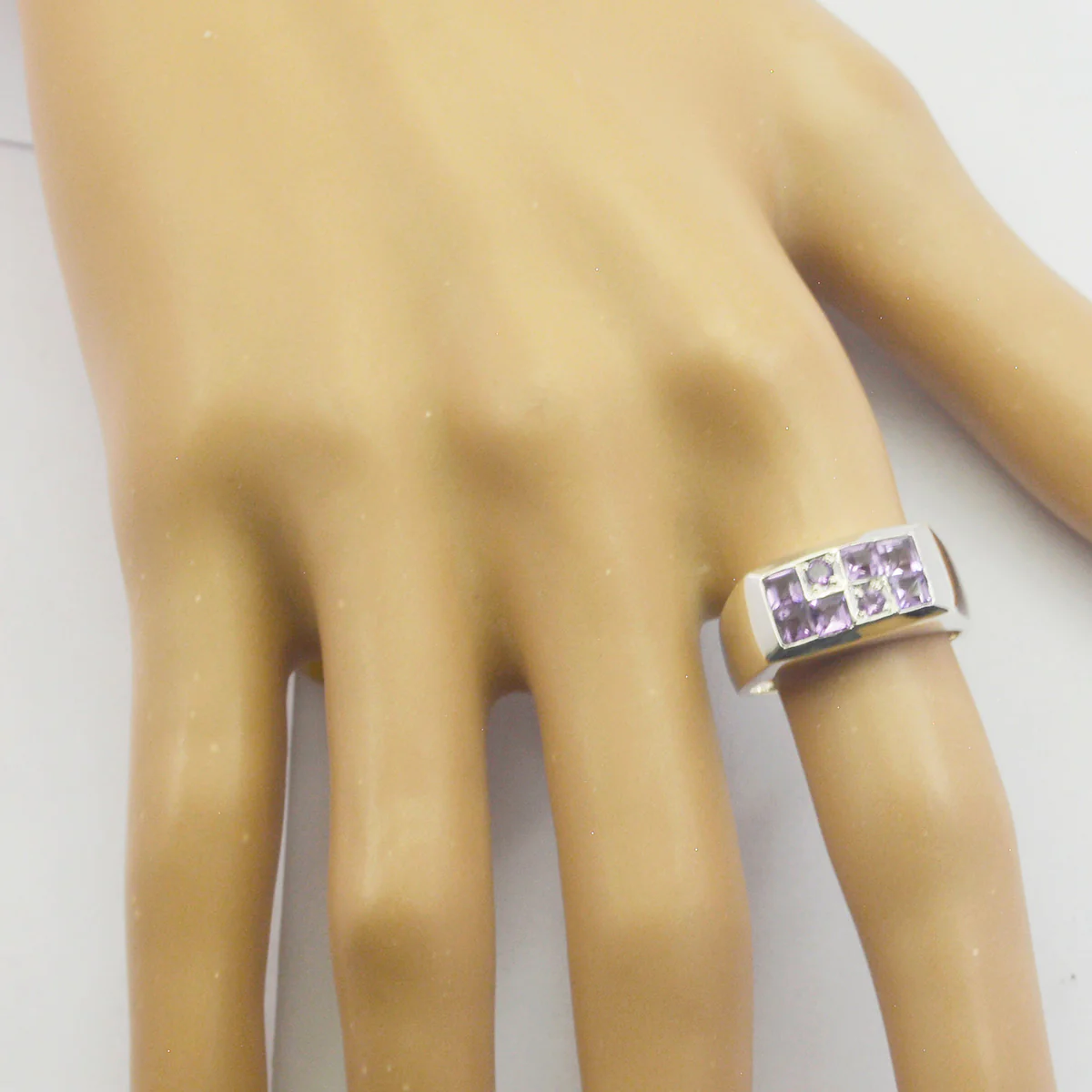 Amethyst octa Russian 925 Silver Purple Gems Classic Romantic Ring Jewellery - Image 3
