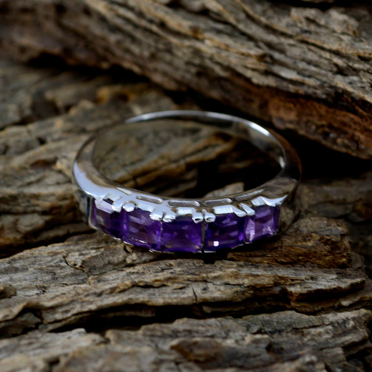 Amethyst Penta African 92.5 Silver Purple Gemstones Tiny Trendy Ring Jewellery - Image 3