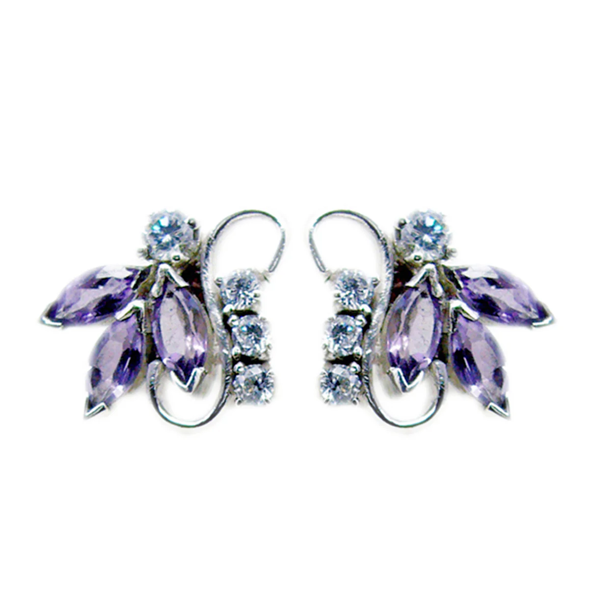Amethyst Russian Joaquina multiple Stud Purple 925 Sterling Silver Earring