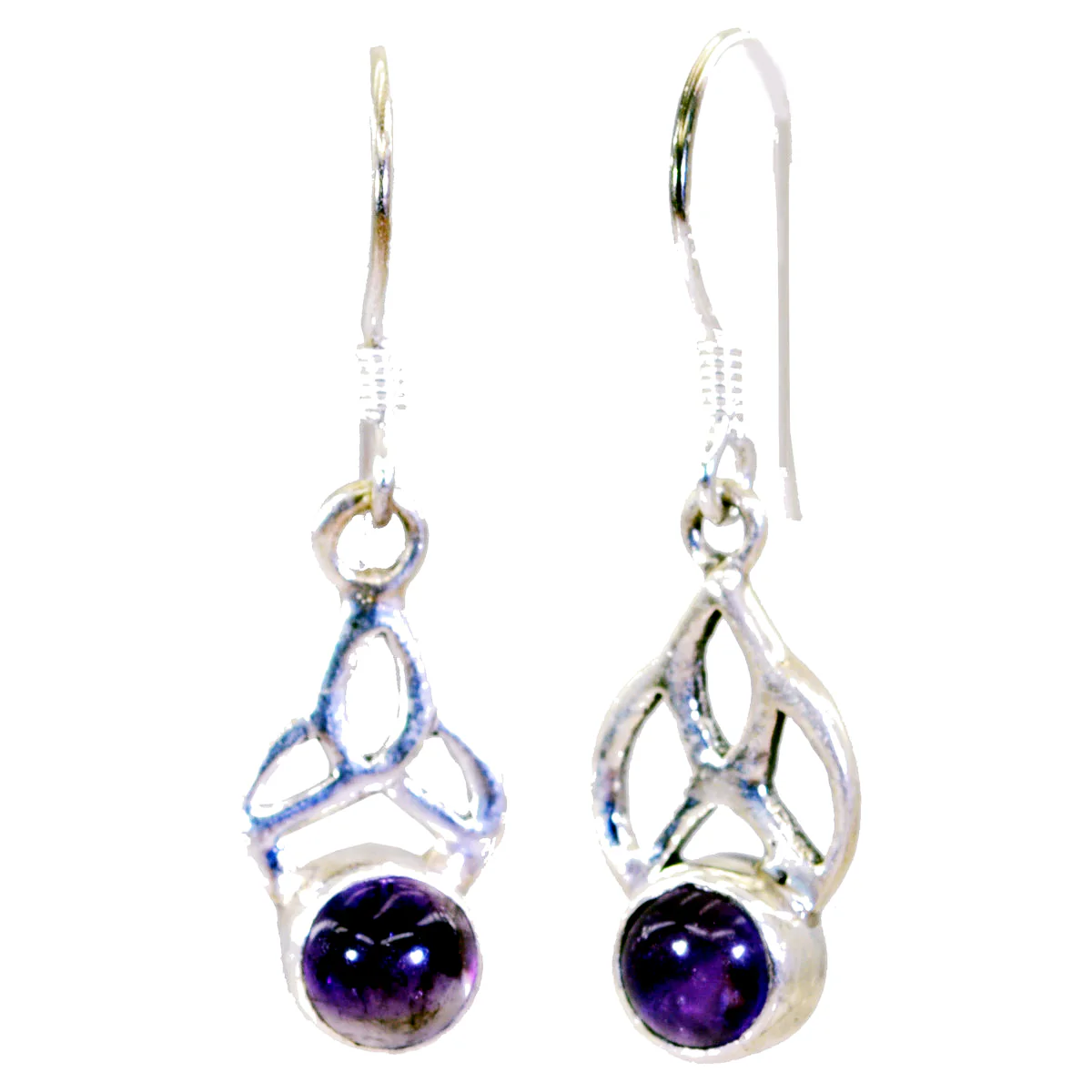 Amethyst Russian Layla Solitaire Dangle Purple Silver Earring - Image 2