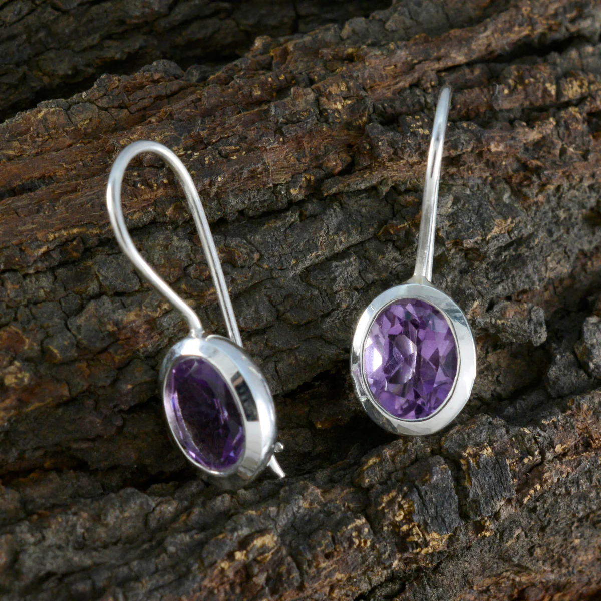 Amethyst Russian Nora Solitaire Dangle Purple 92.5 Silver Earring - Image 3