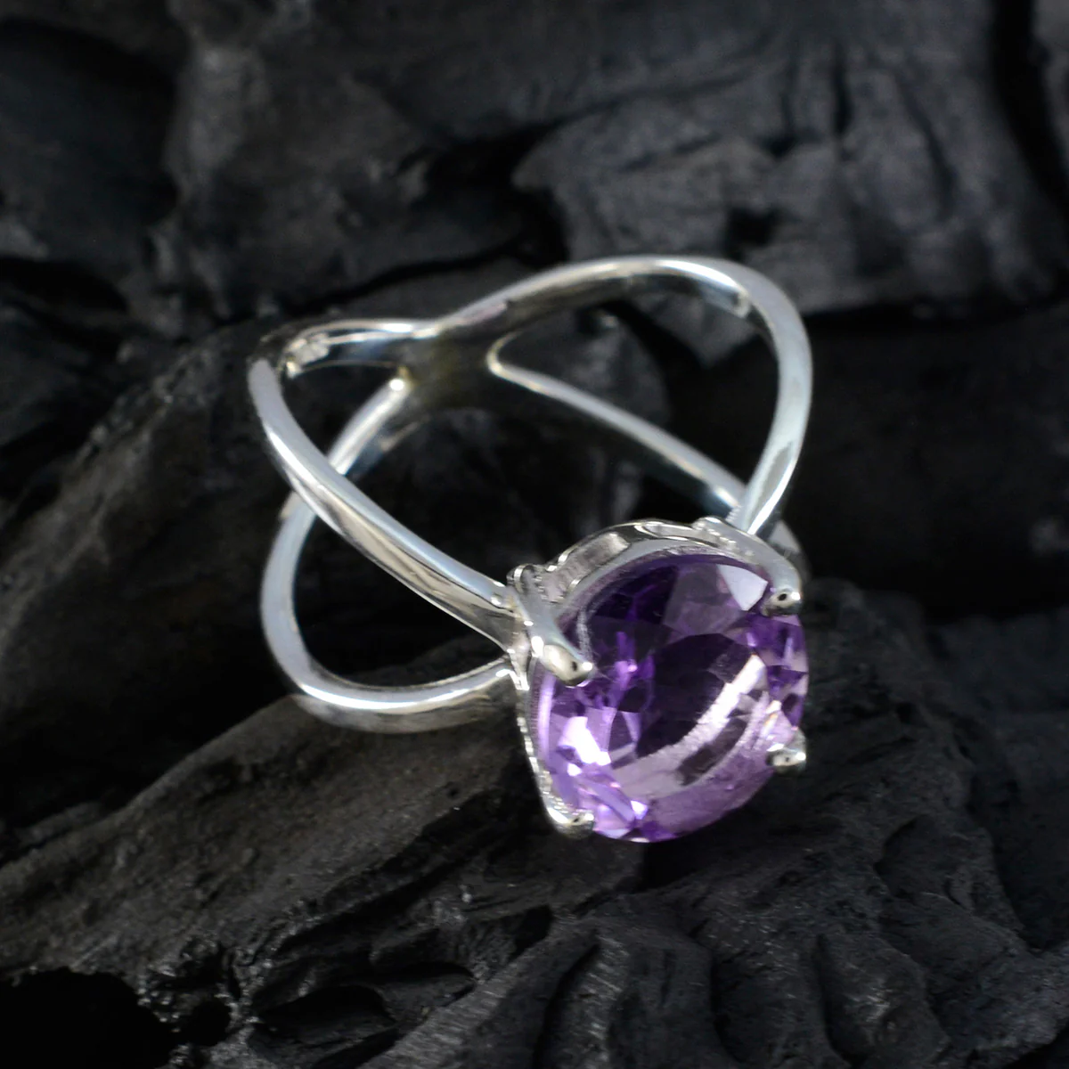 Amethyst Solitaire African 92.5 Silver Purple Gemstone Tiny Ethnic Ring Jewellery - Image 4