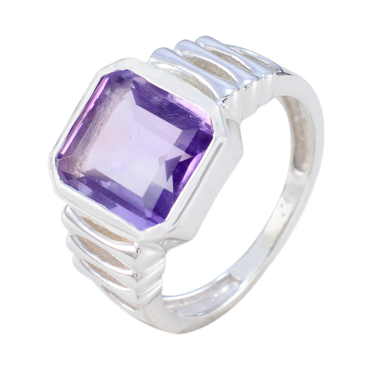 Amethyst Solitaire African 925 Silver Purple Gemstone Mid-weight Signet Ring Jewellery - Image 2
