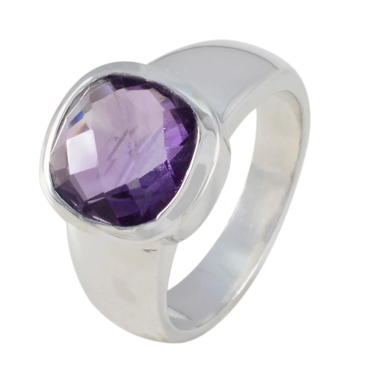Amethyst Solitaire African 925 Silver Purple Gemstone Versatile Trendy Ring Jewelry - Image 2