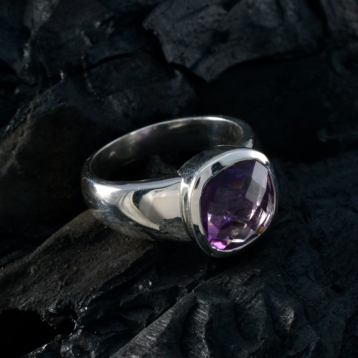 Amethyst Solitaire African 925 Silver Purple Gemstone Versatile Trendy Ring Jewelry - Image 4
