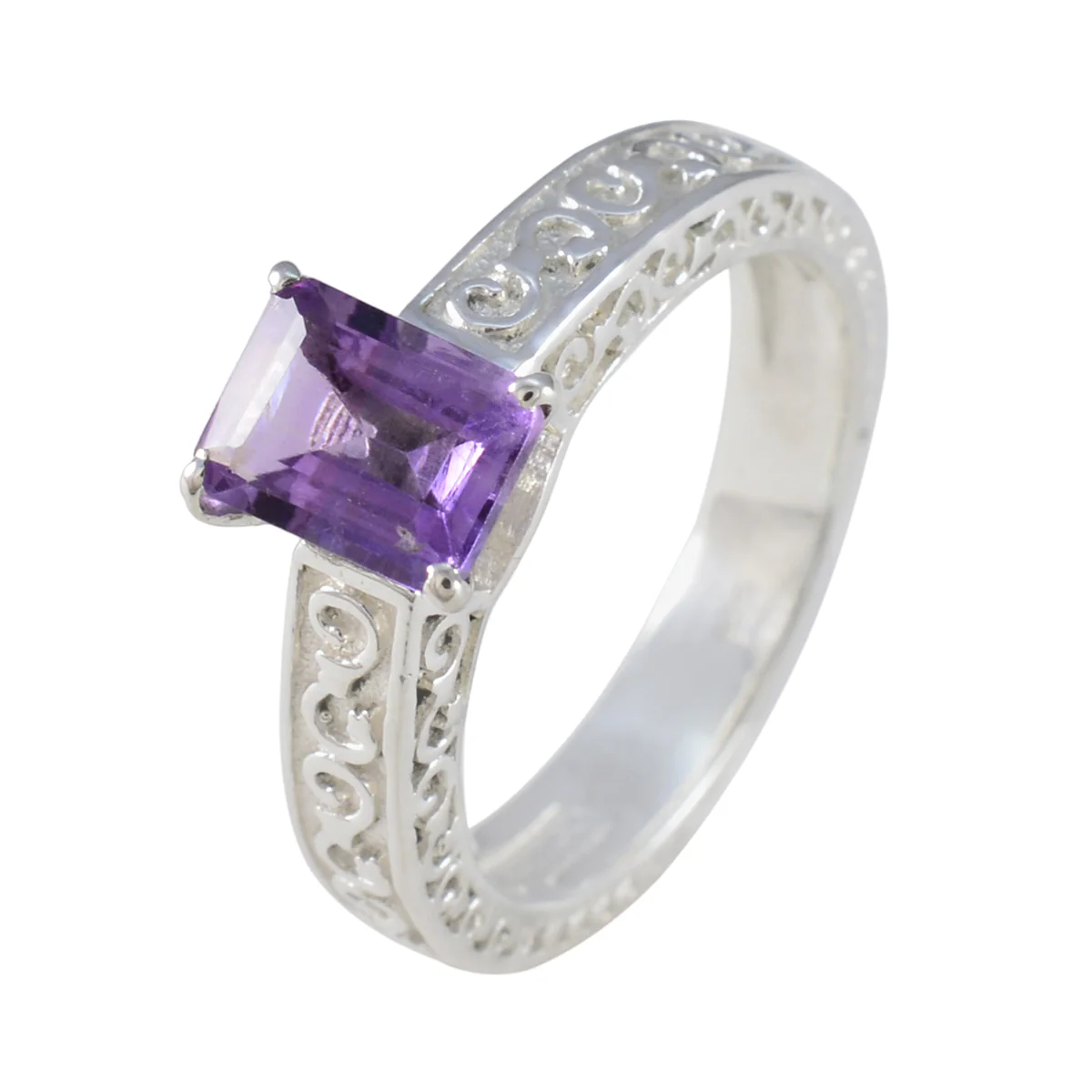 Amethyst Solitaire African 925 Silver Purple Gemstones Eye-catching Abstract Ring Jewellery - Image 2