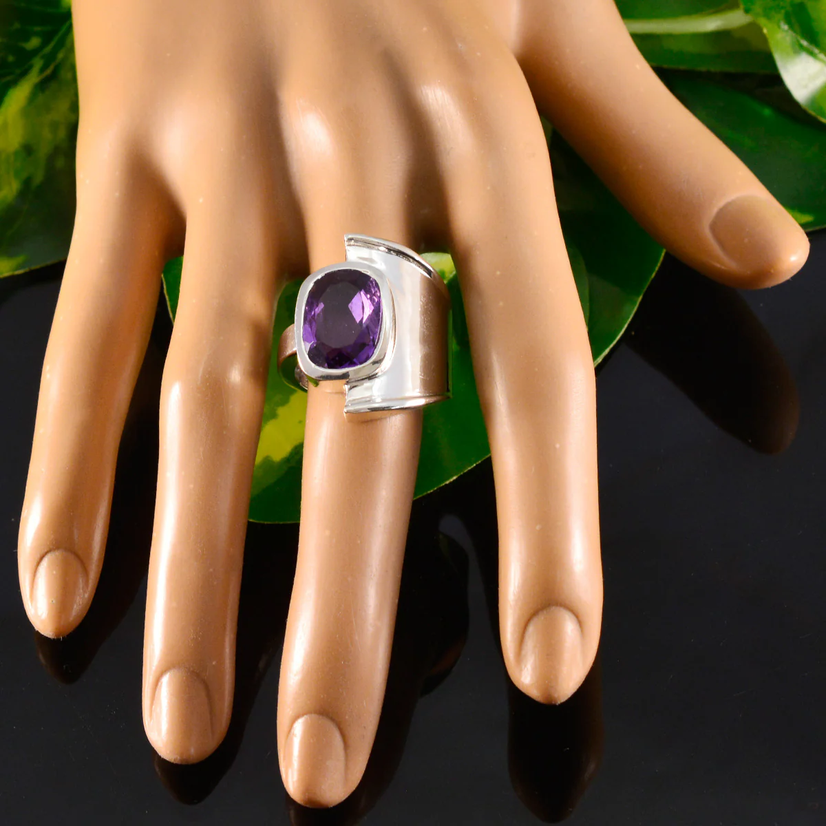 Amethyst Solitaire African Silver Purple Gemstones Essential  Contemporary Ring Jewelry - Image 5