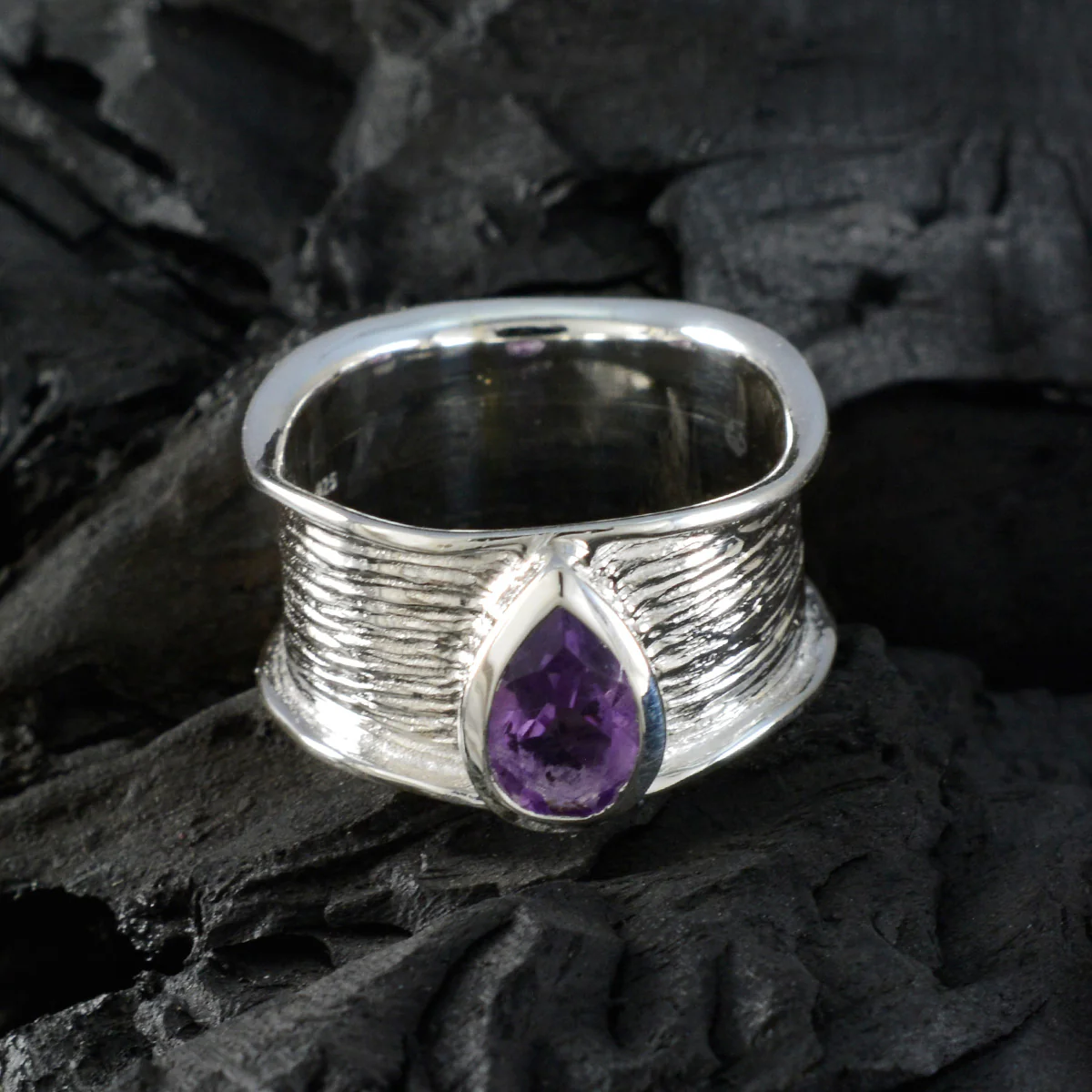 Amethyst Solitaire African Sterling Silver Purple Gemstone Versatile Victorian Band Jewellery - Image 4