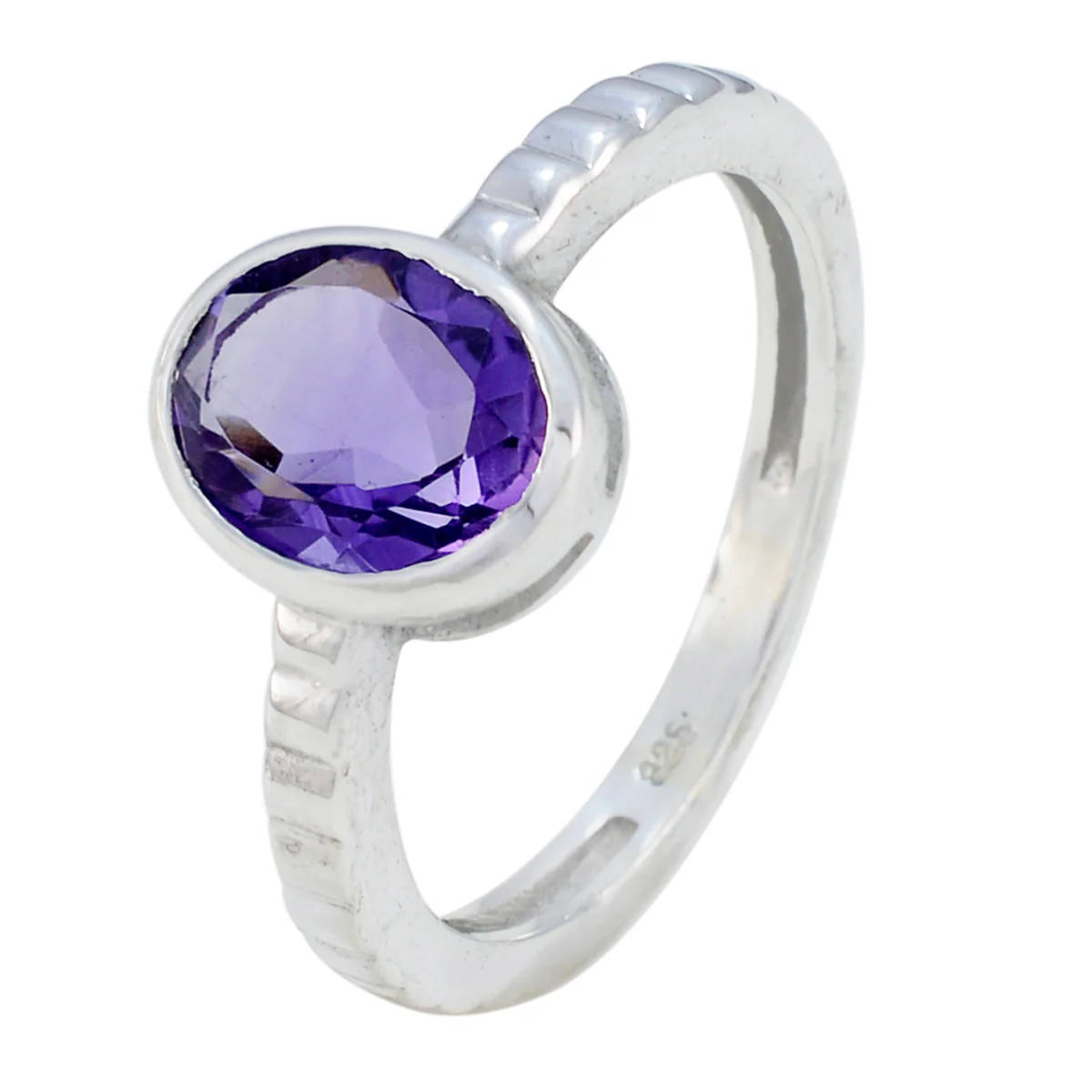 Amethyst Solitaire African Sterling Silver Purple Gemstones Featherlight Boho Ring Jewellery - Image 2
