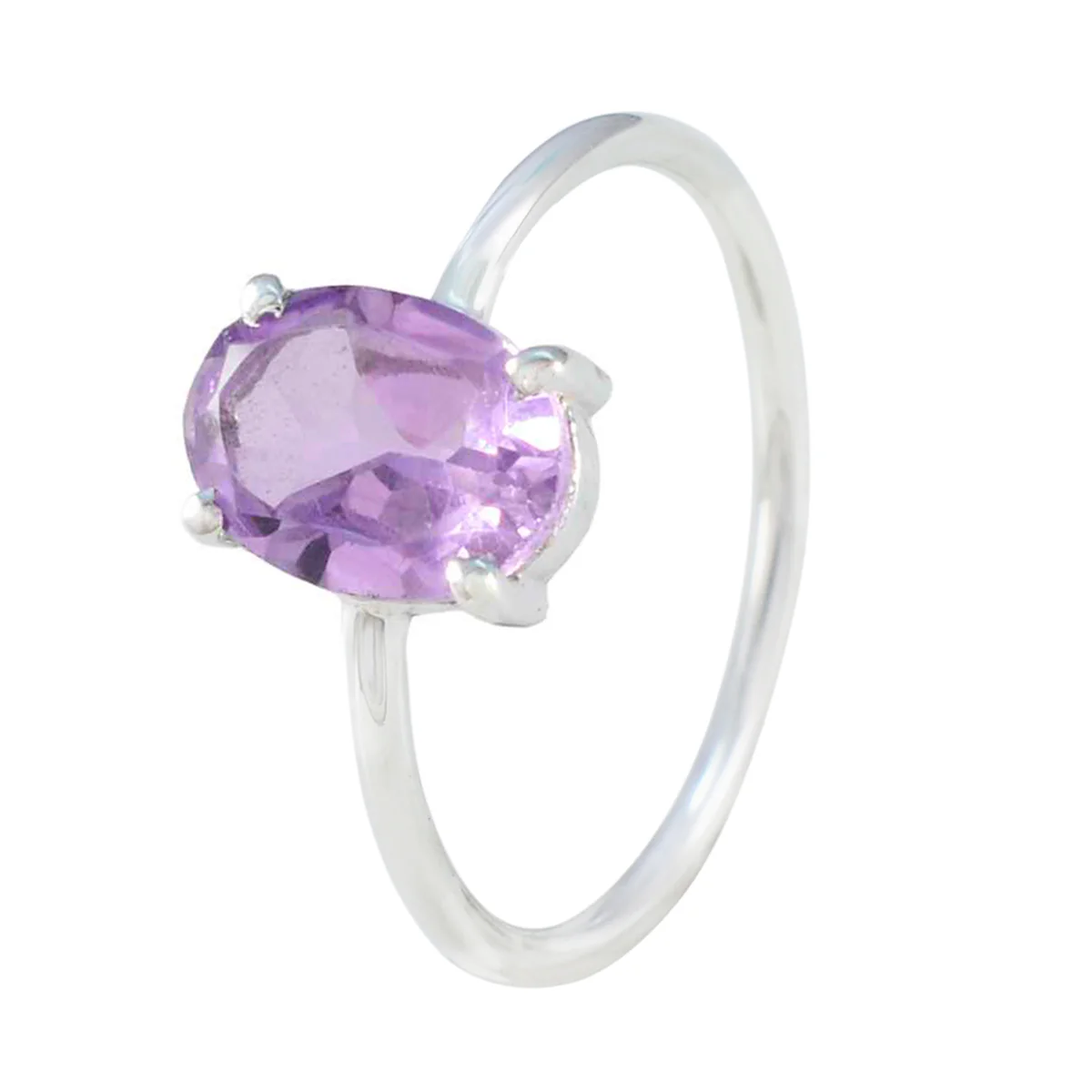 Amethyst Solitaire American 925 Silver Purple Gemstone Elegant  Romantic Ring Jewellery - Image 2