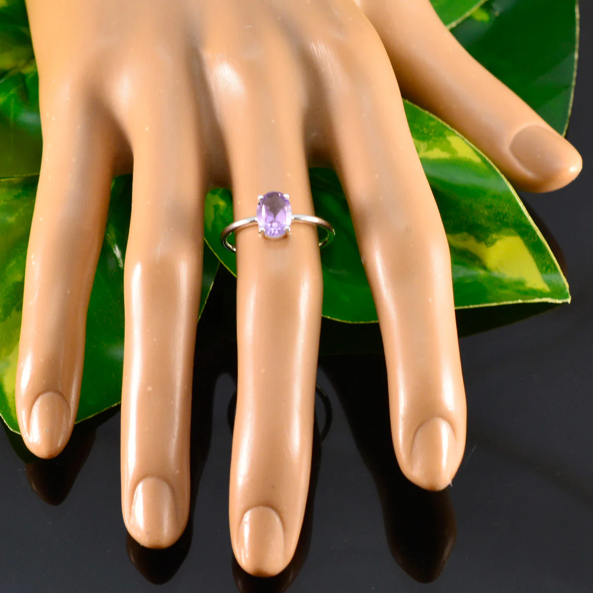 Amethyst Solitaire American 925 Silver Purple Gemstone Elegant  Romantic Ring Jewellery - Image 5