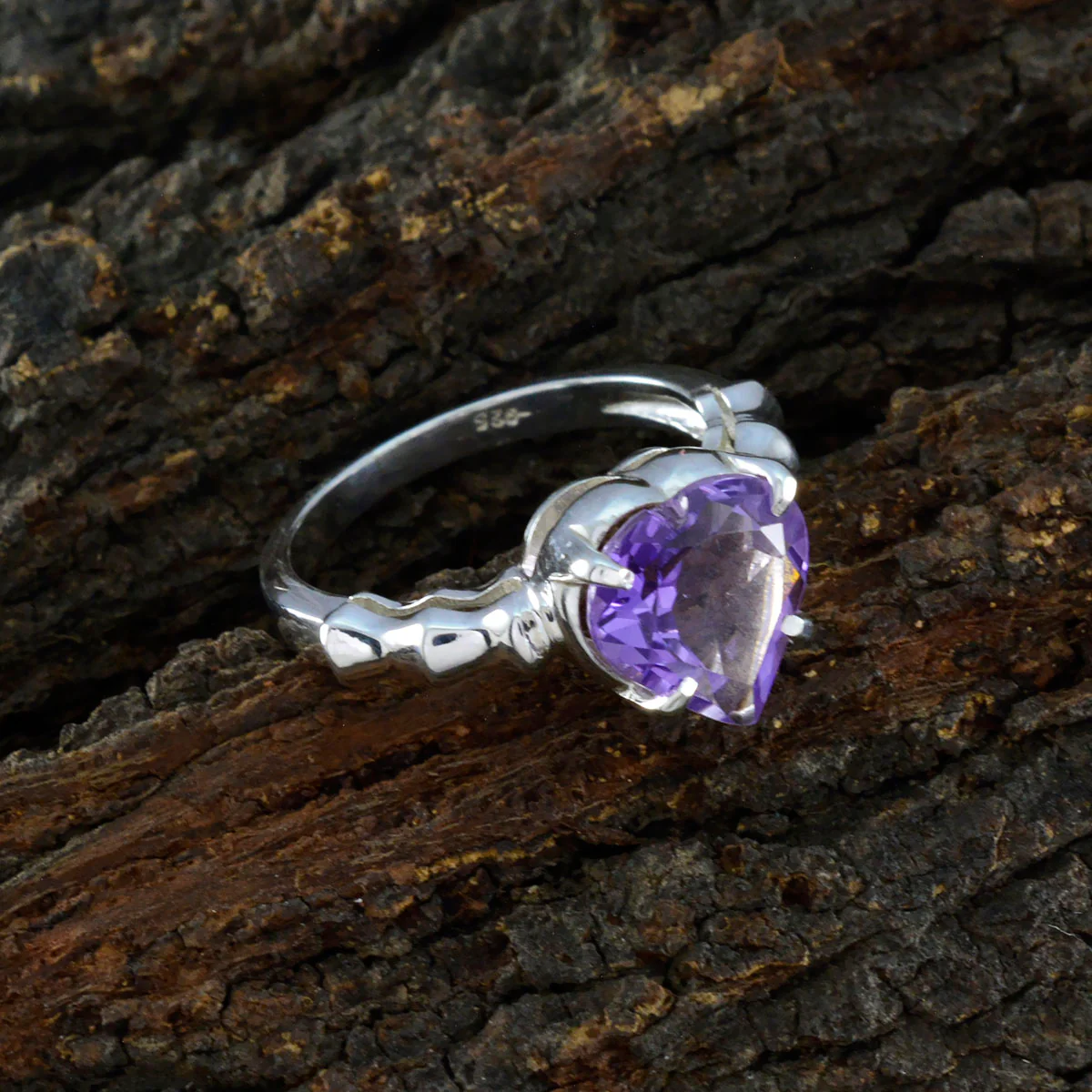 Amethyst Solitaire American 925 Silver Purple Gemstones Whisper-thin Promise Ring Jewellery - Image 4