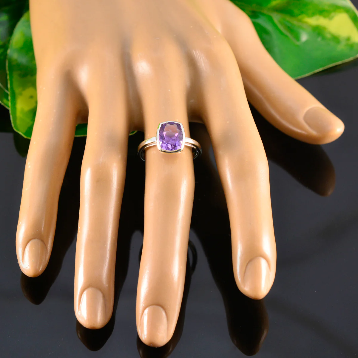 Amethyst Solitaire American 925 Sterling Silver Purple Gems Delicate Glamorous Ring Jewelry - Image 5
