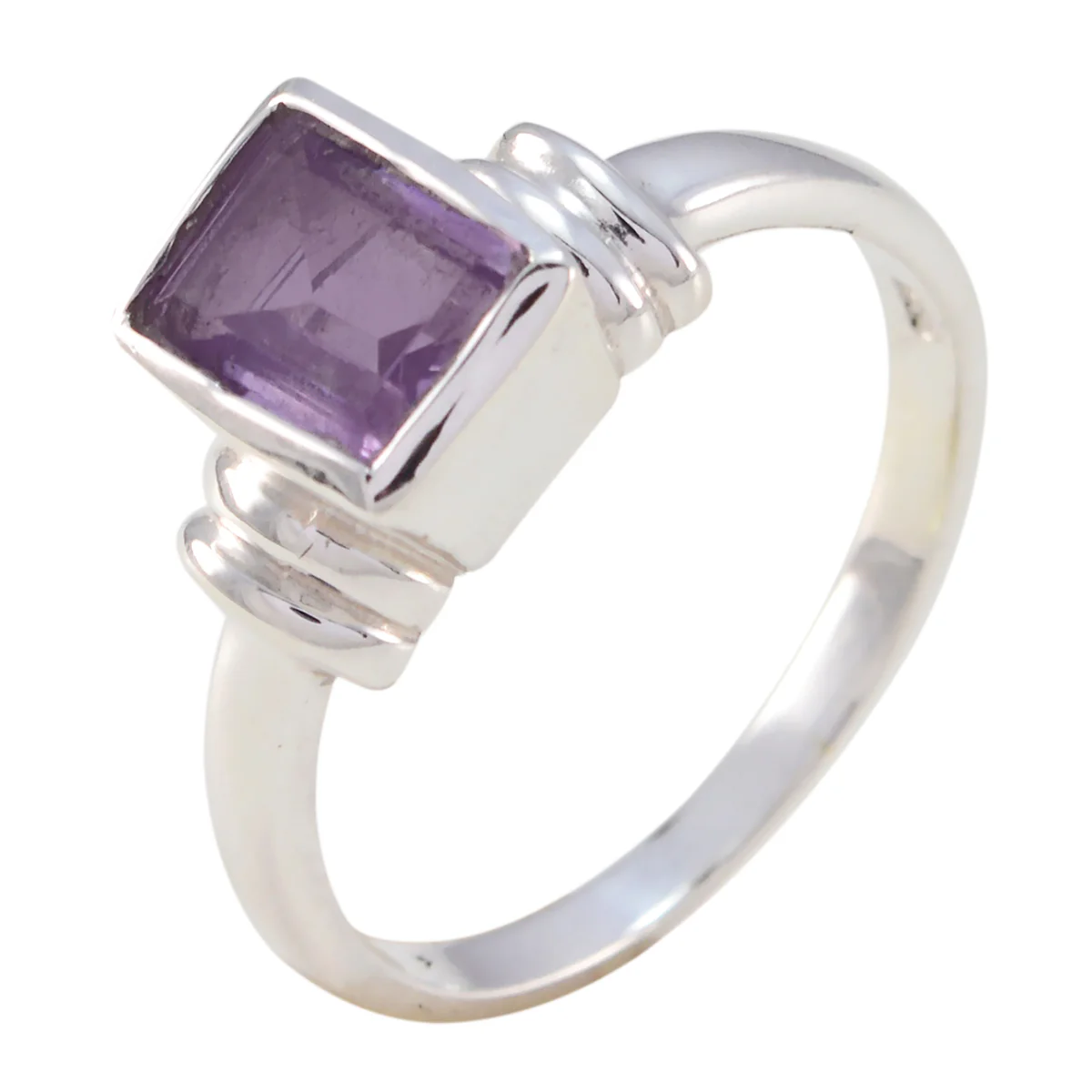 Amethyst Solitaire American Silver Purple Gems Dainty Romantic Ring Jewellery - Image 2