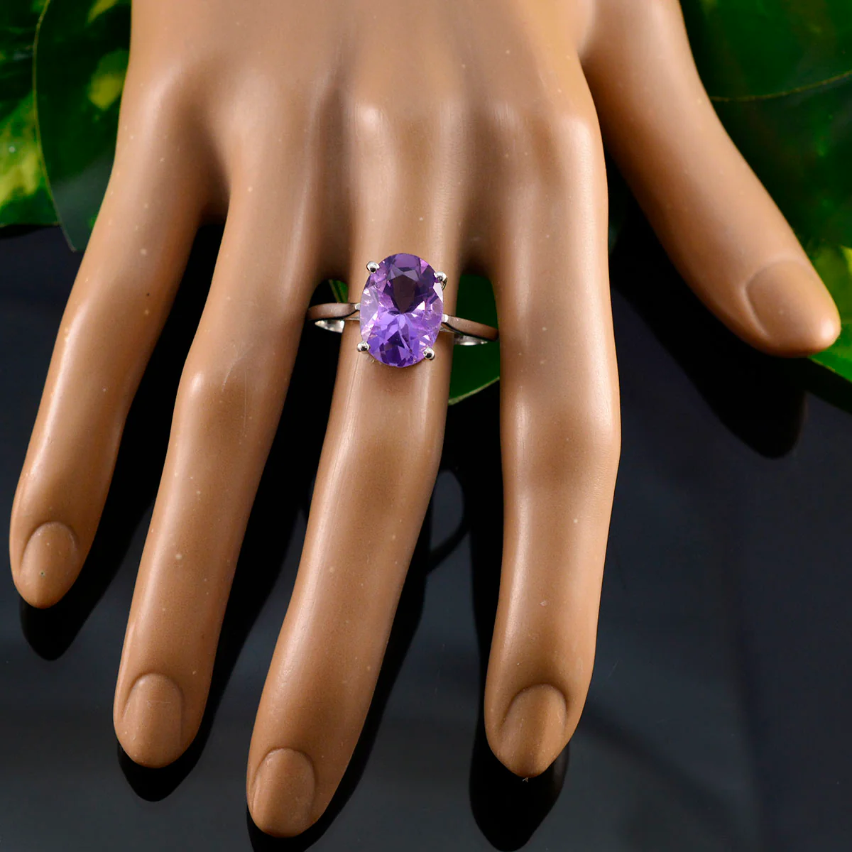 Amethyst Solitaire American Sterling Silver Purple Gems Whisper-thin Modern Ring Jewellery - Image 5