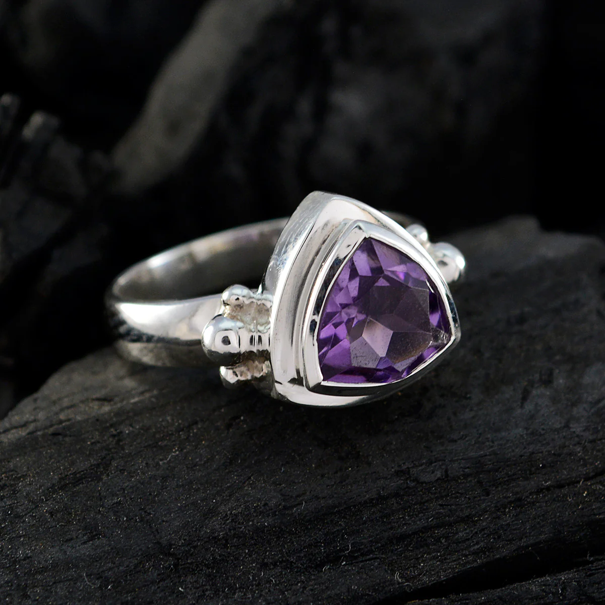 Amethyst Solitaire Australian Silver Purple Gemstones Slim Artisan Ring Jewelry - Image 5