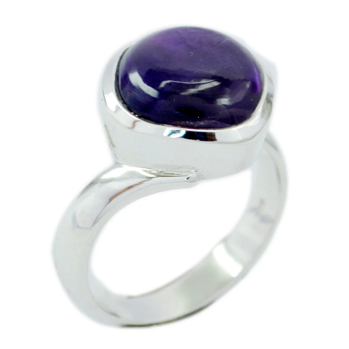 Amethyst Solitaire Egyptian 92.5 Silver Purple Gemstone Minimal Love Ring Jewelry