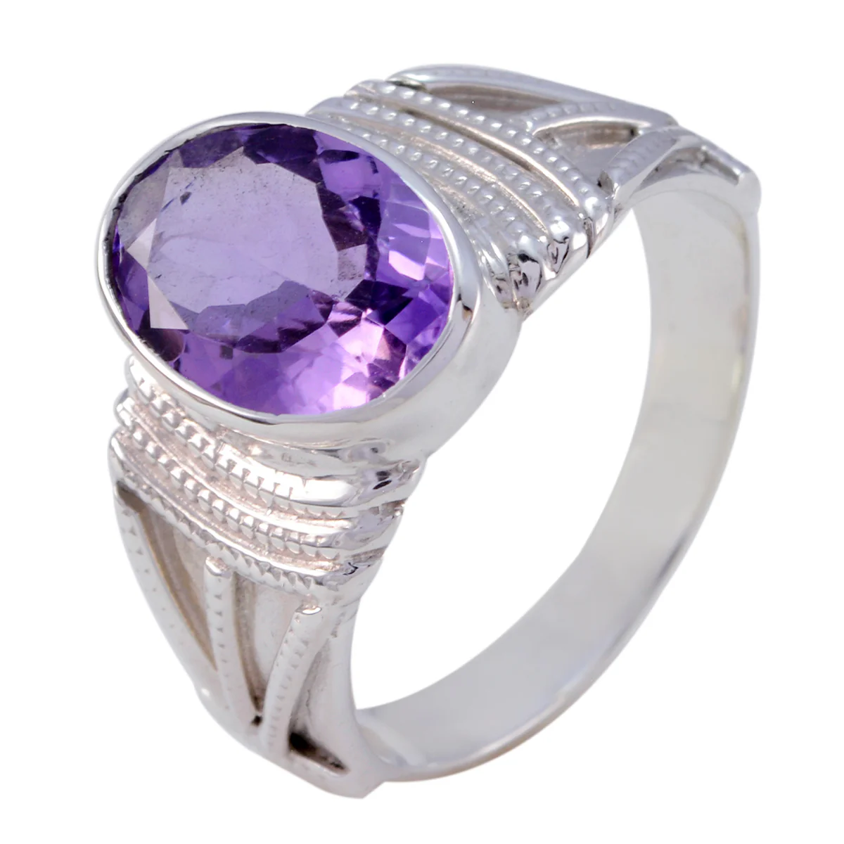 Amethyst Solitaire Egyptian 92.5 Silver Purple Gemstones Versatile Vintage Ring Jewelry - Image 3
