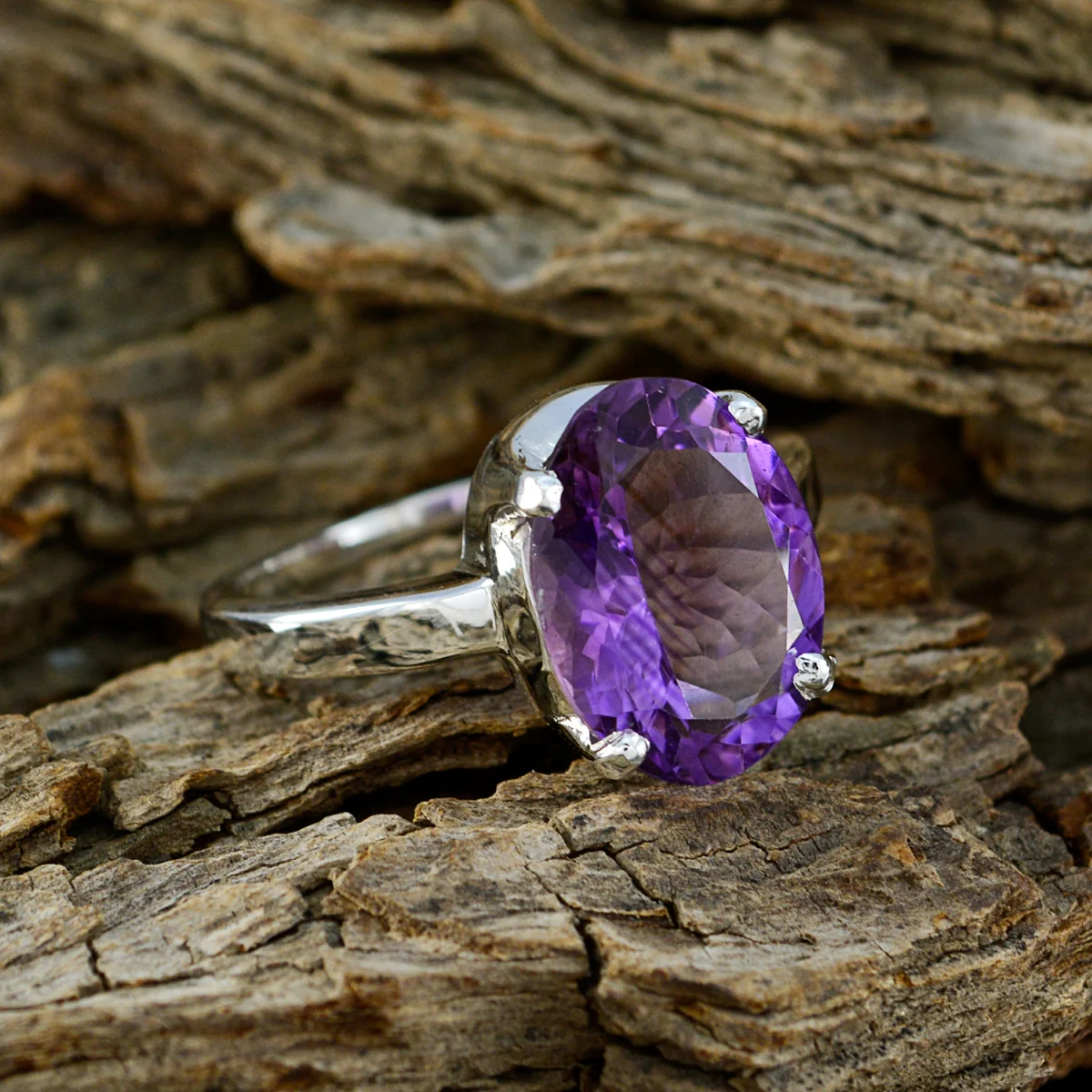 Amethyst Solitaire Egyptian 925 Silver Purple Gemstone Eye-catching propsel Ring Jewelry - Image 3