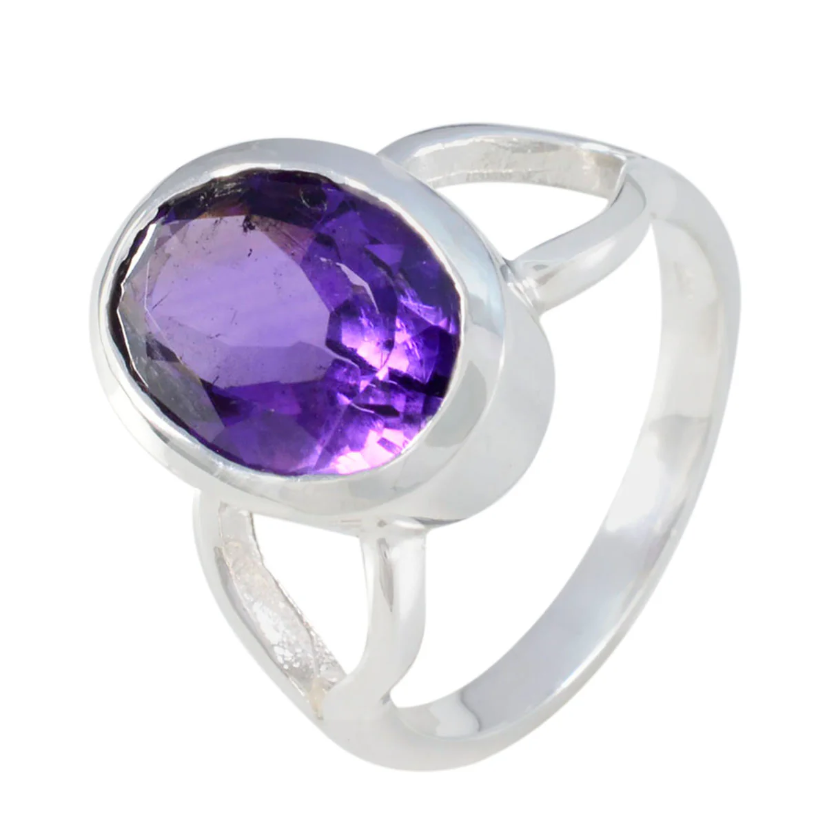 Amethyst Solitaire Egyptian 925 Silver Purple Gemstone Mid-weight Sophisticated Ring Jewellery - Image 2