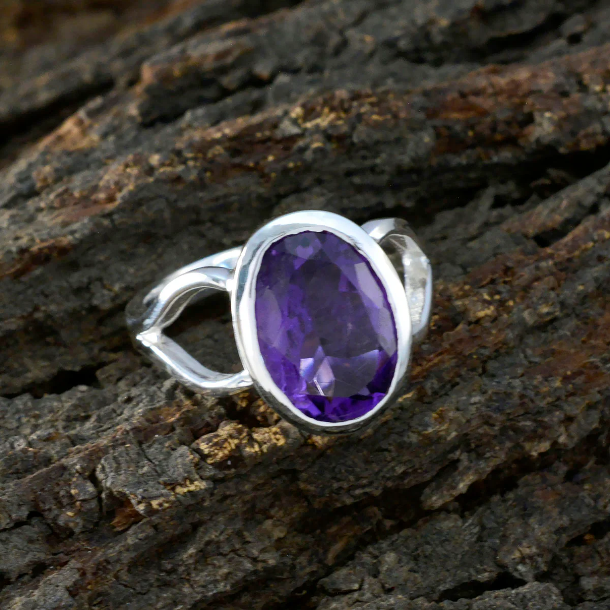 Amethyst Solitaire Egyptian 925 Silver Purple Gemstone Mid-weight Sophisticated Ring Jewellery - Image 3