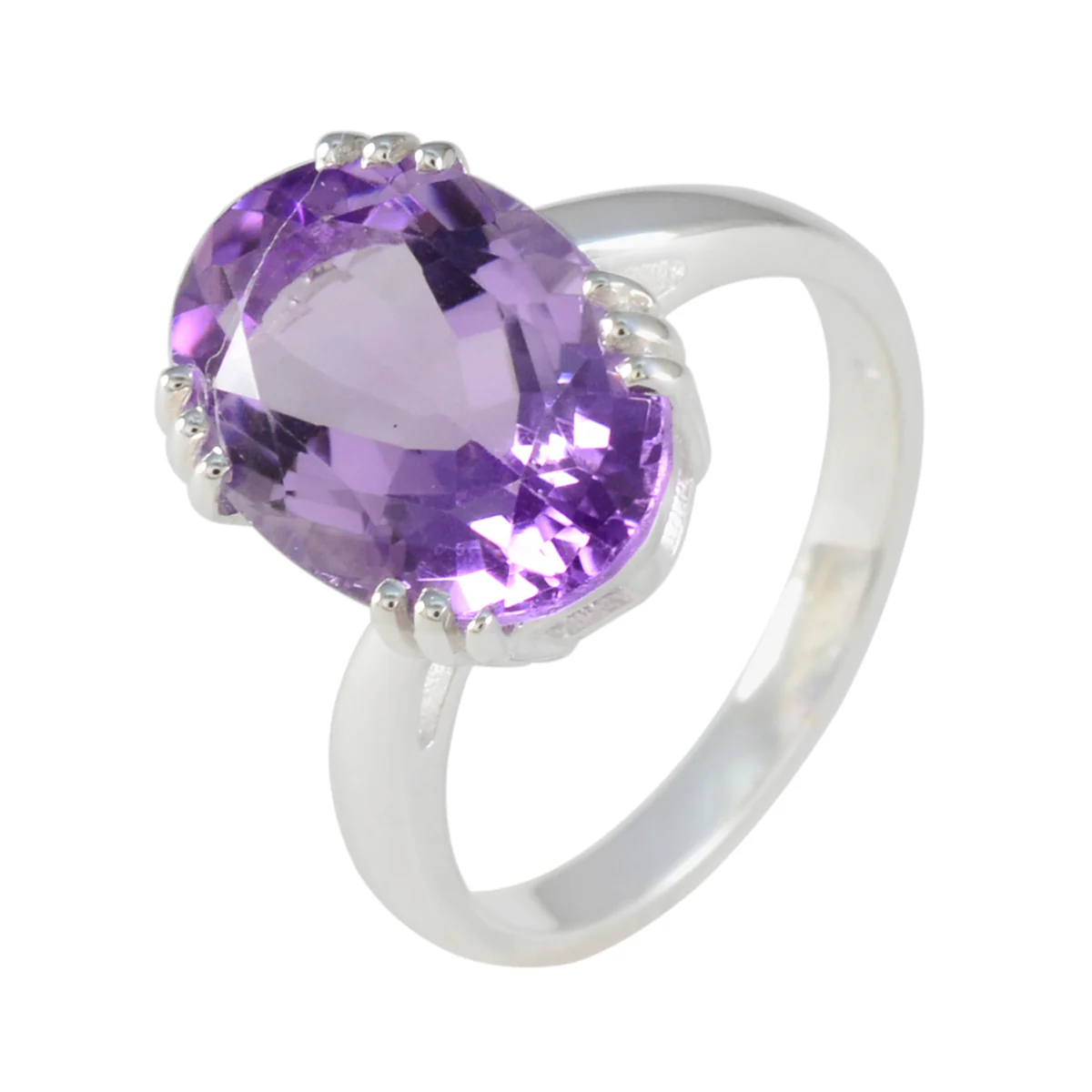 Amethyst Solitaire Egyptian 925 Silver Purple Gemstones Tiny Contemporary Ring Jewelry - Image 2