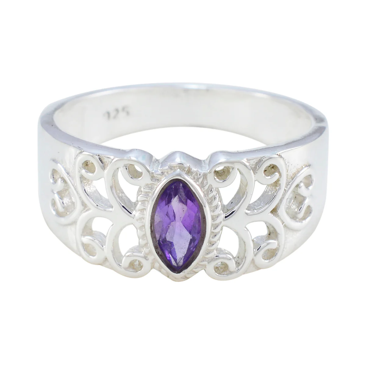 Amethyst Solitaire Egyptian Sterling Silver Purple Gemstones Classic Claddagh Ring Jewellery